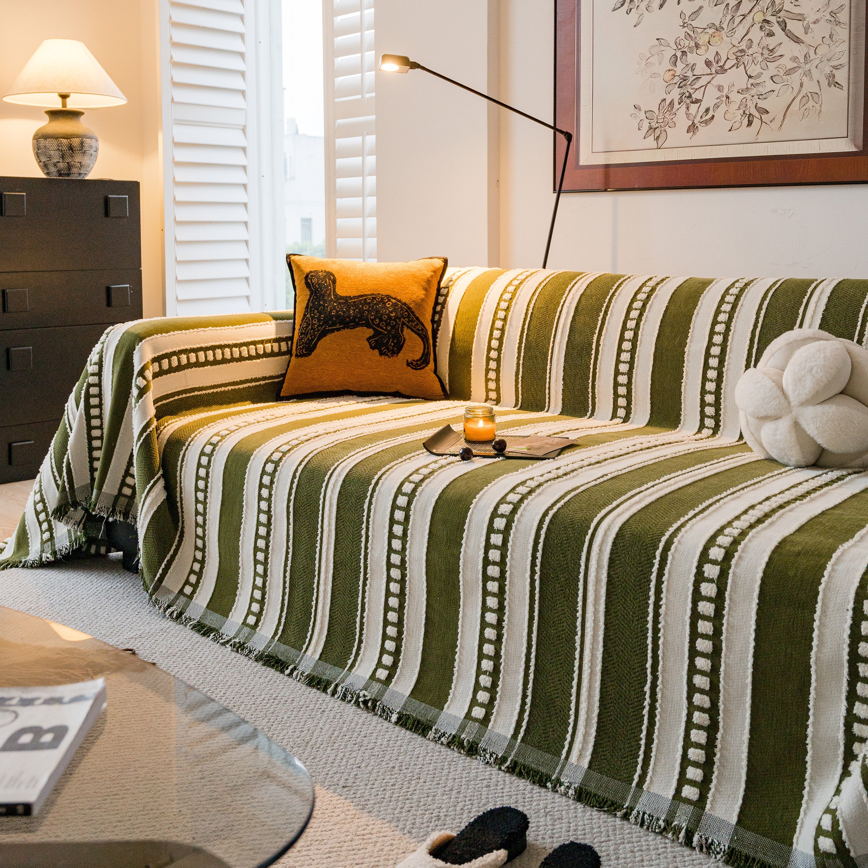 Bohemian Striped Sofa Cover, Decor Woven Throw for Couch, Loveseat, or Sectional - Image 18