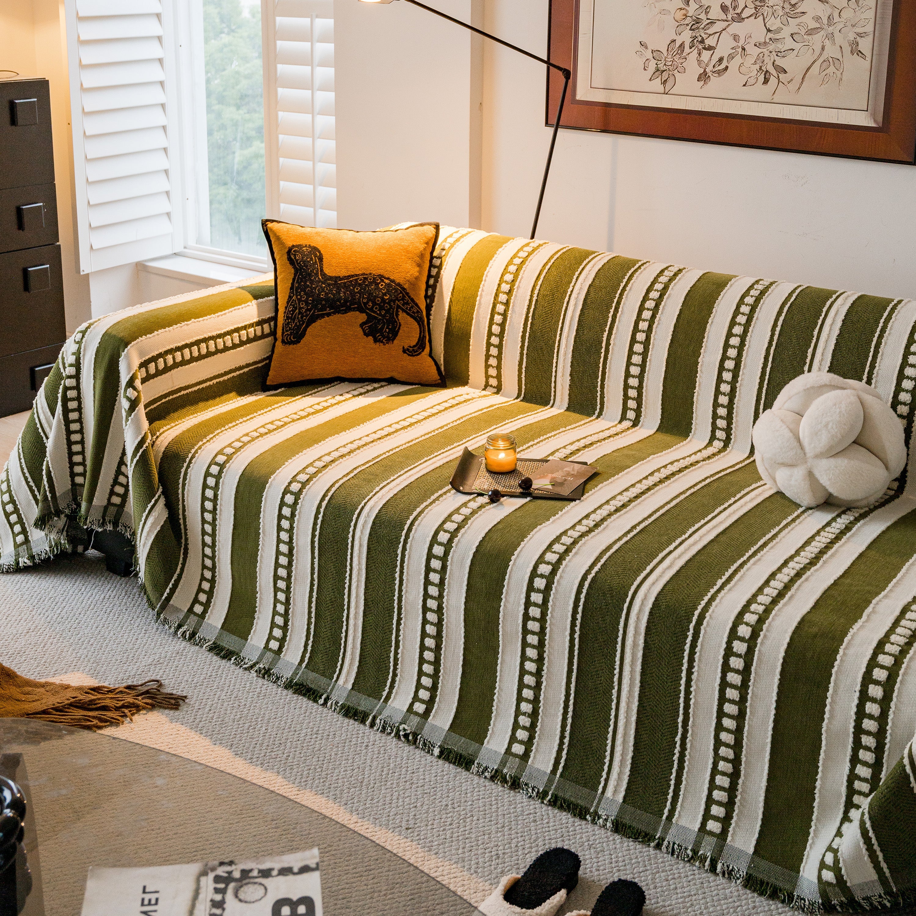 Bohemian Striped Sofa Cover, Decor Woven Throw for Couch, Loveseat, or Sectional - Image 19