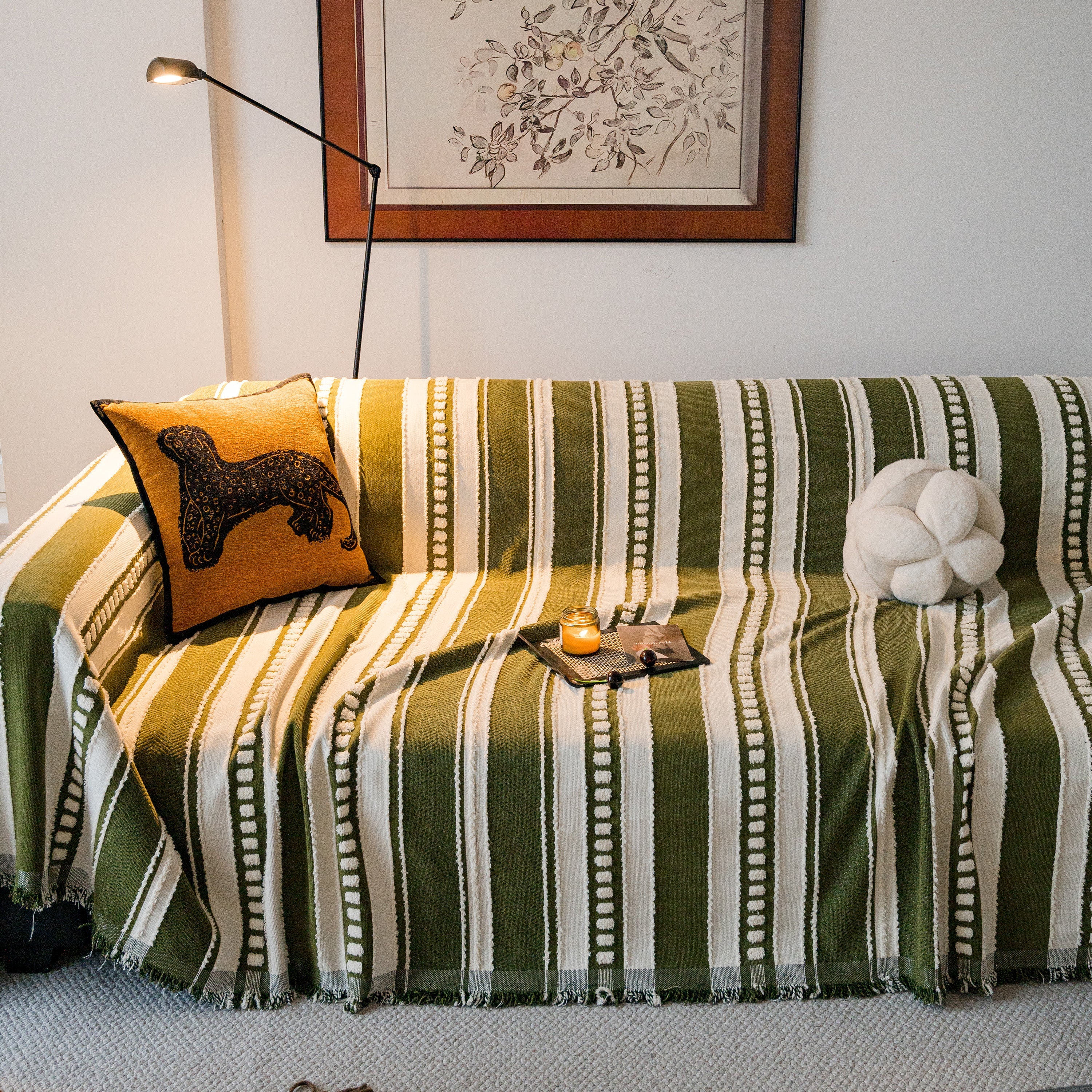 Bohemian Striped Sofa Cover, Decor Woven Throw for Couch, Loveseat, or Sectional - Image 2