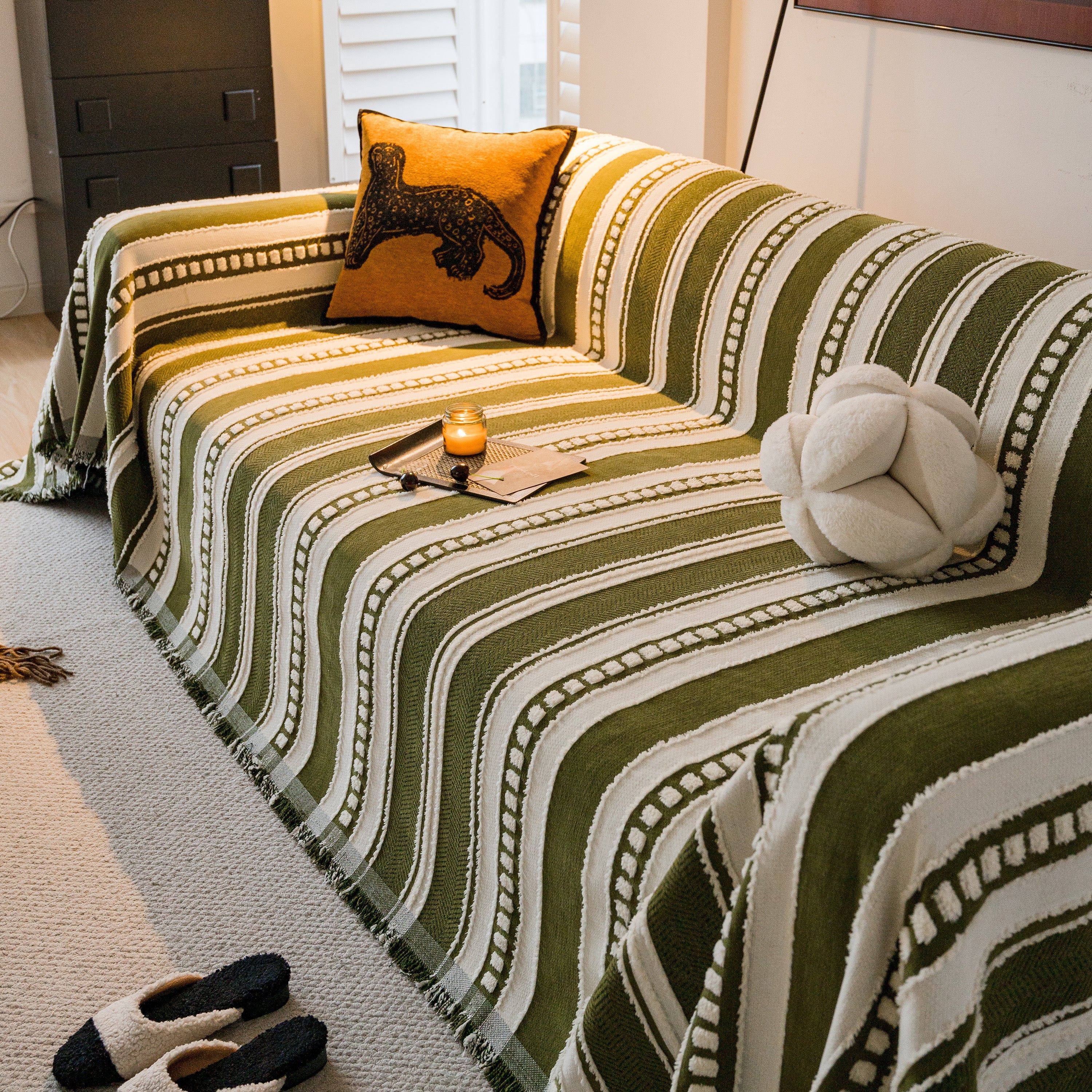Bohemian Striped Sofa Cover, Decor Woven Throw for Couch, Loveseat, or Sectional - Image 20