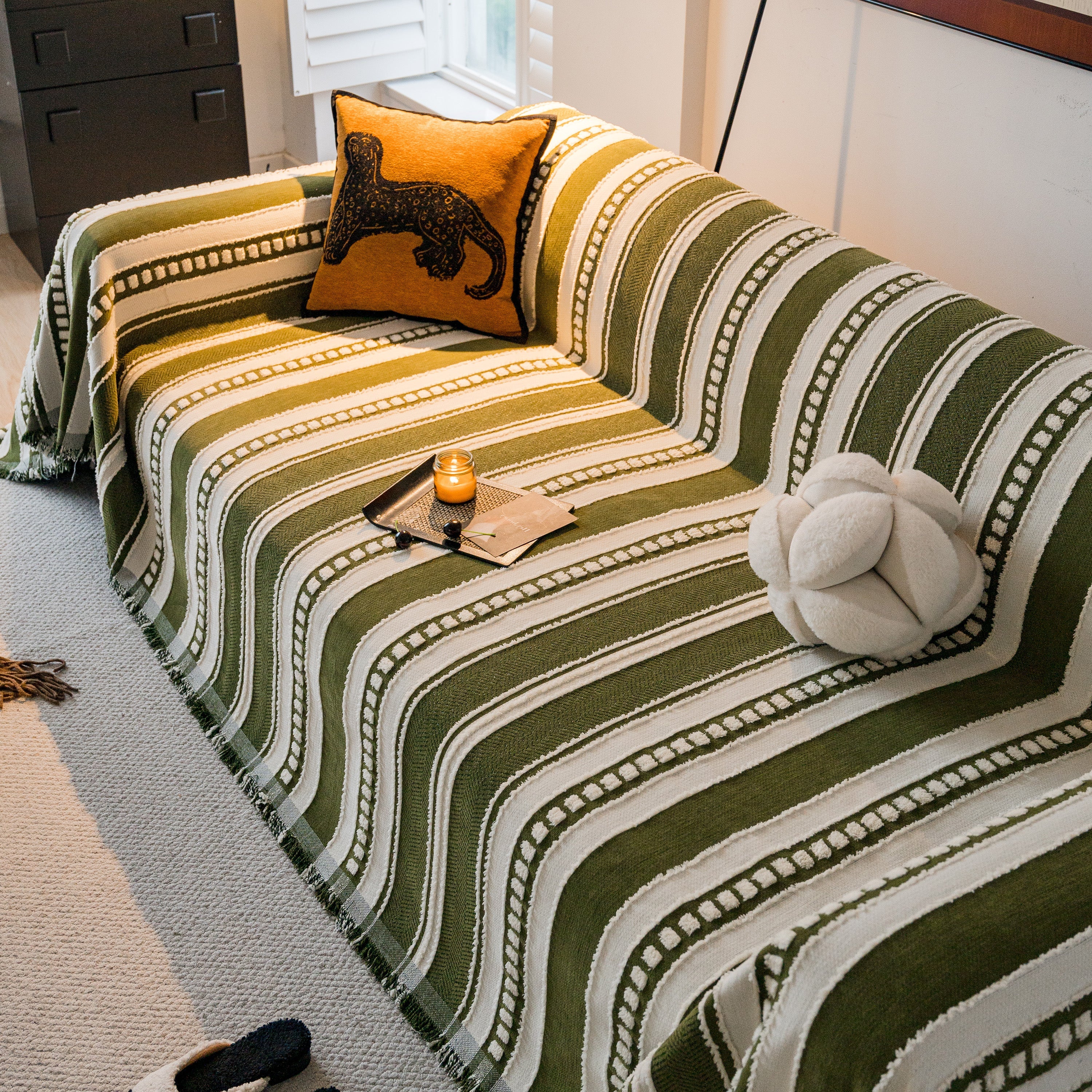 Bohemian Striped Sofa Cover, Decor Woven Throw for Couch, Loveseat, or Sectional - Image 21