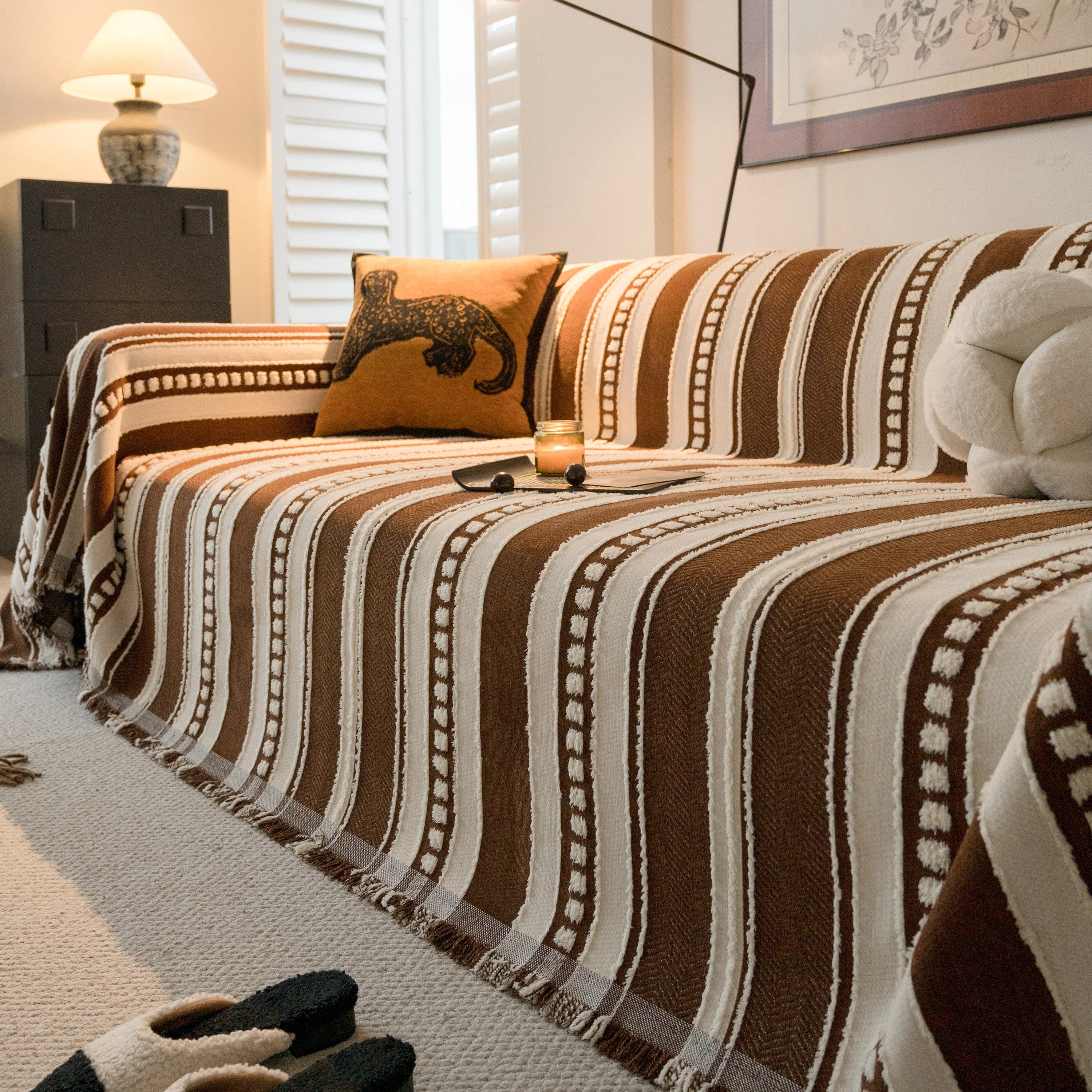 Bohemian Striped Sofa Cover, Decor Woven Throw for Couch, Loveseat, or Sectional - Image 25