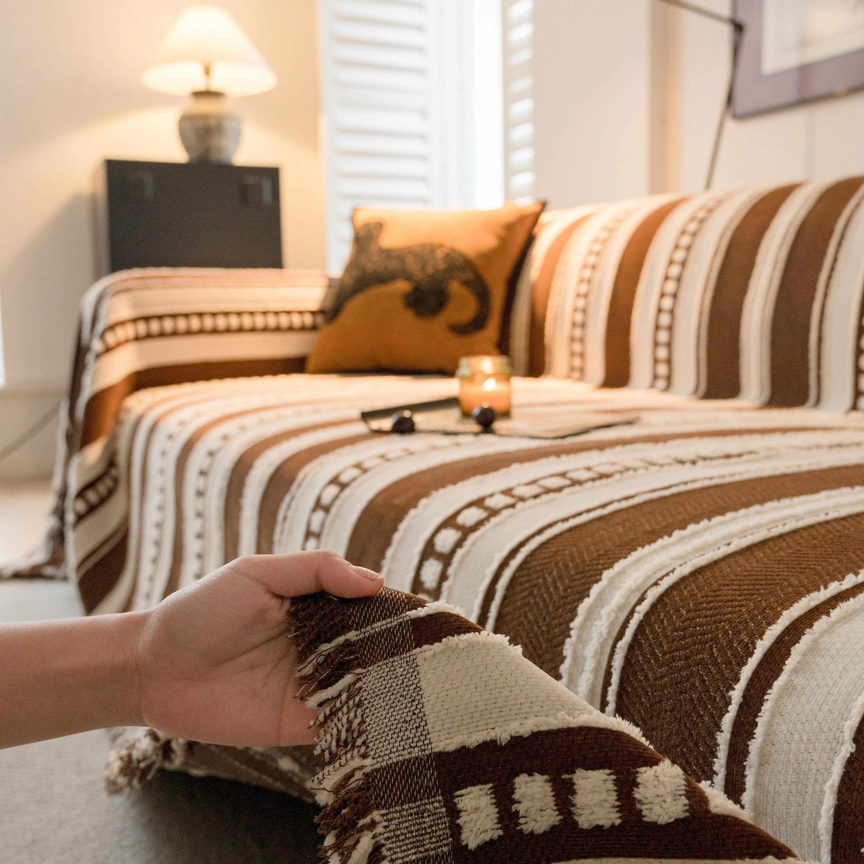 Bohemian Striped Sofa Cover, Decor Woven Throw for Couch, Loveseat, or Sectional - Image 27
