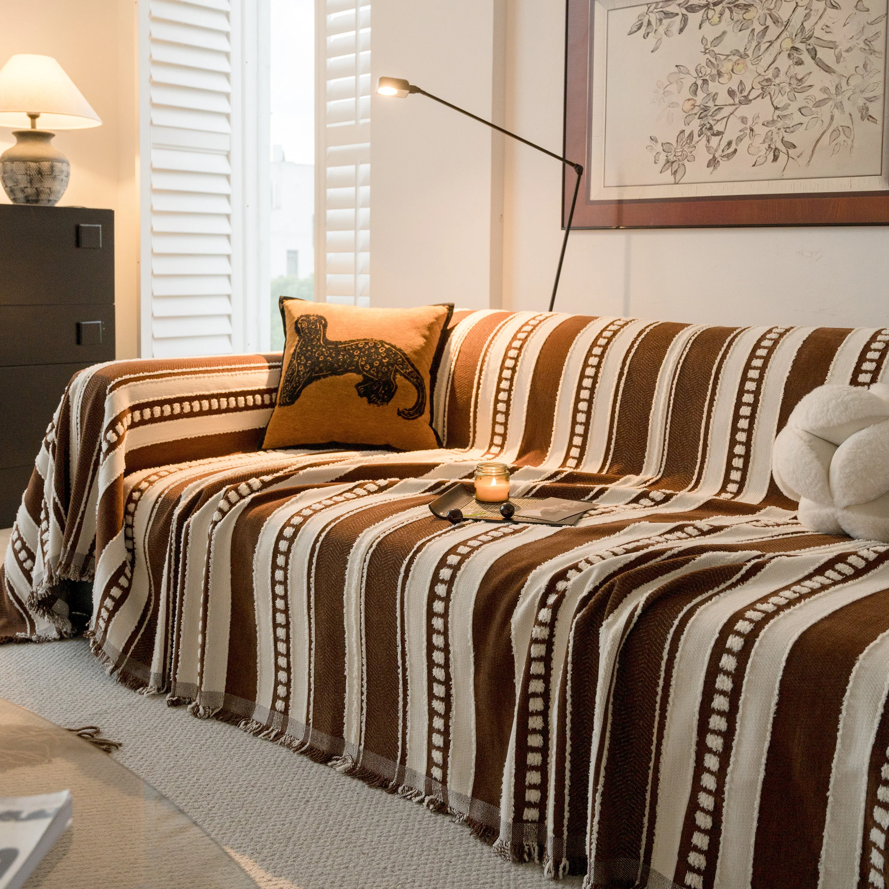 Bohemian Striped Sofa Cover, Decor Woven Throw for Couch, Loveseat, or Sectional - Image 30