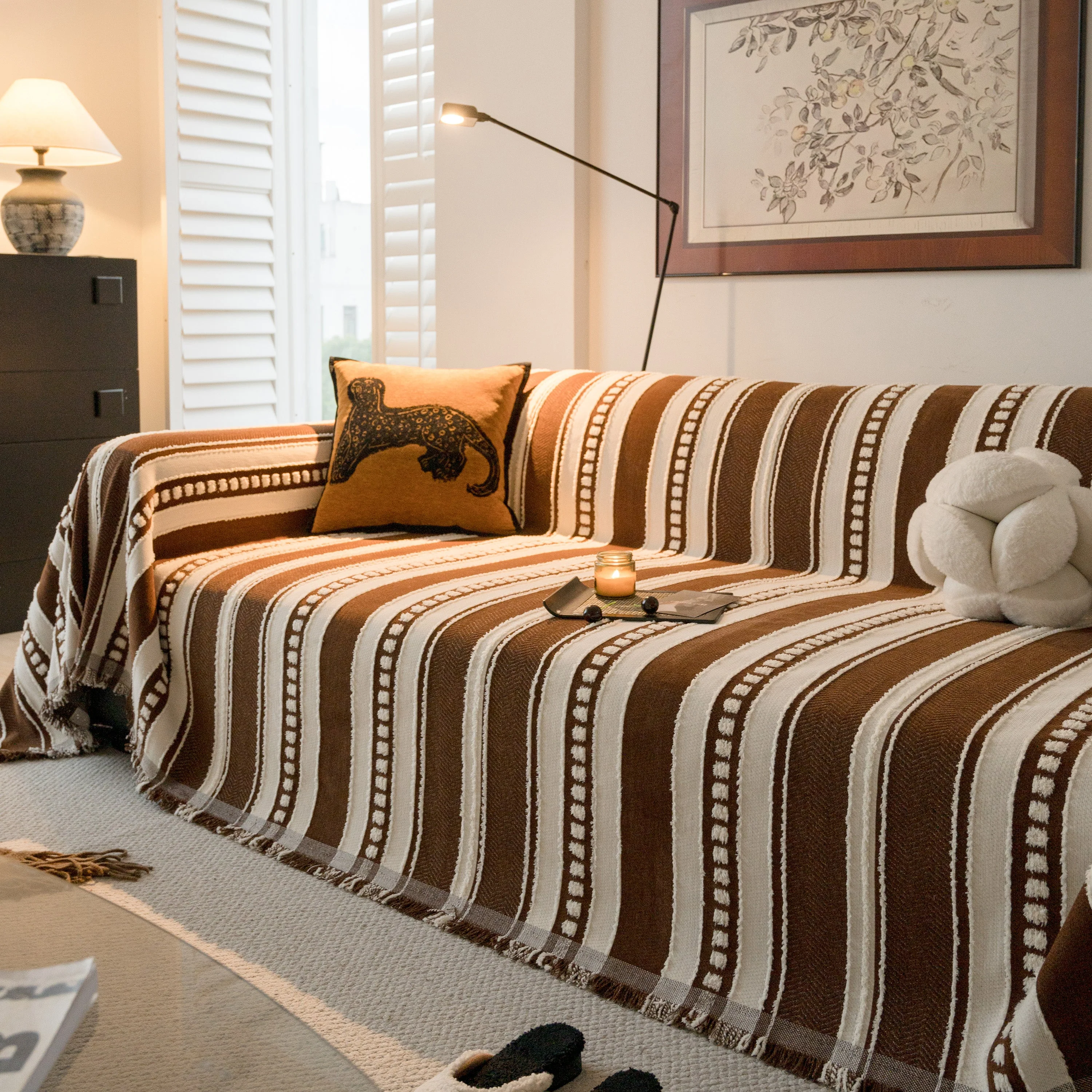Bohemian Striped Sofa Cover, Decor Woven Throw for Couch, Loveseat, or Sectional - Image 37