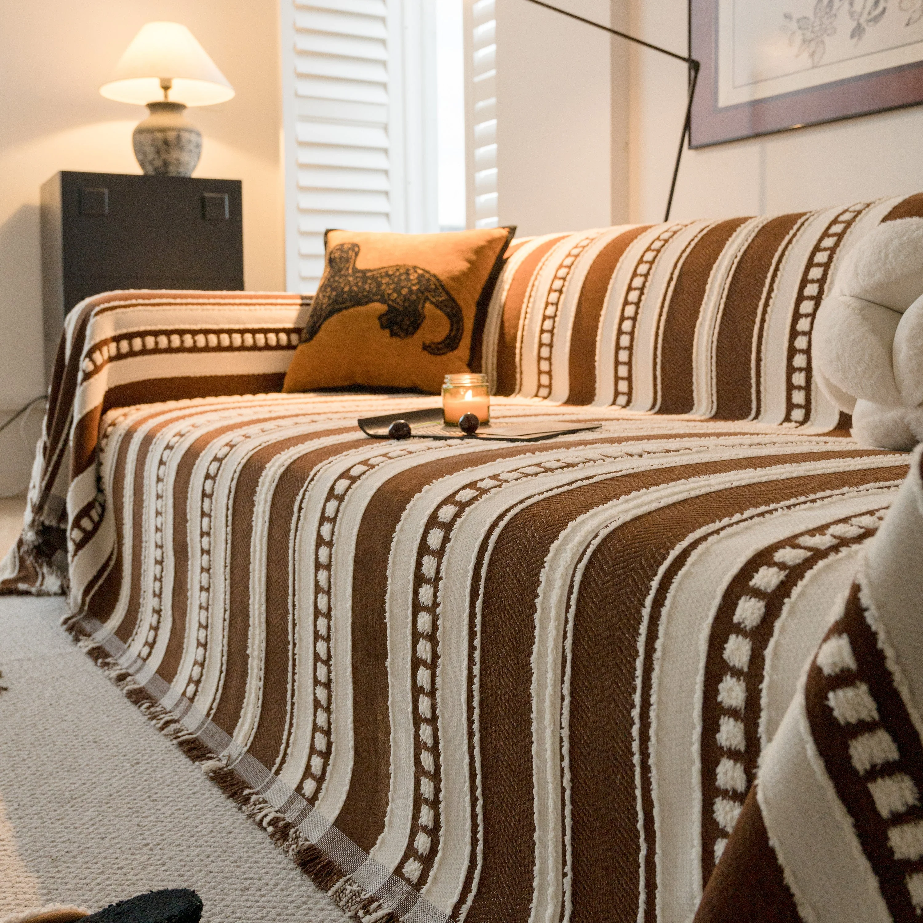 Bohemian Striped Sofa Cover, Decor Woven Throw for Couch, Loveseat, or Sectional - Image 39