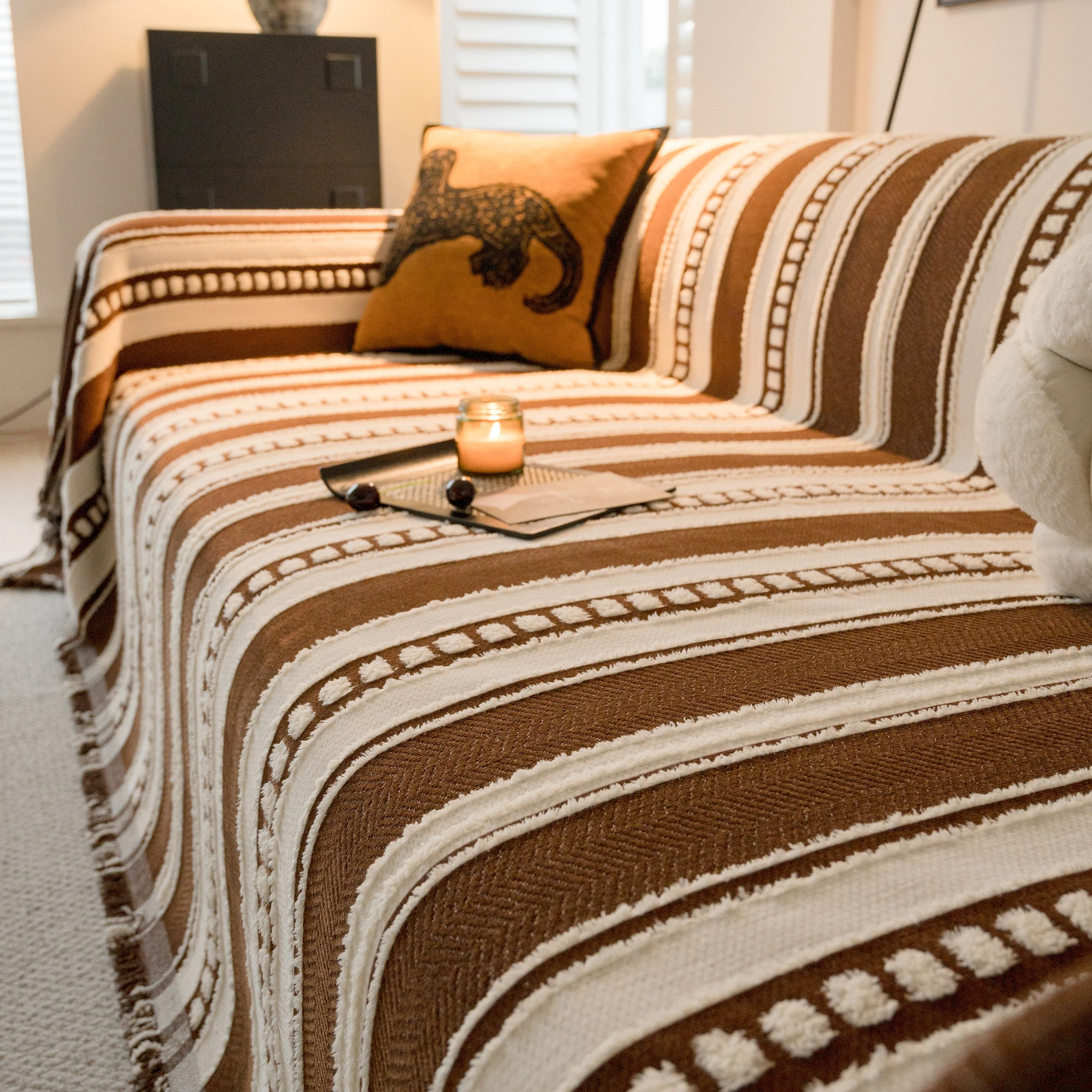 Bohemian Striped Sofa Cover, Decor Woven Throw for Couch, Loveseat, or Sectional - Image 40