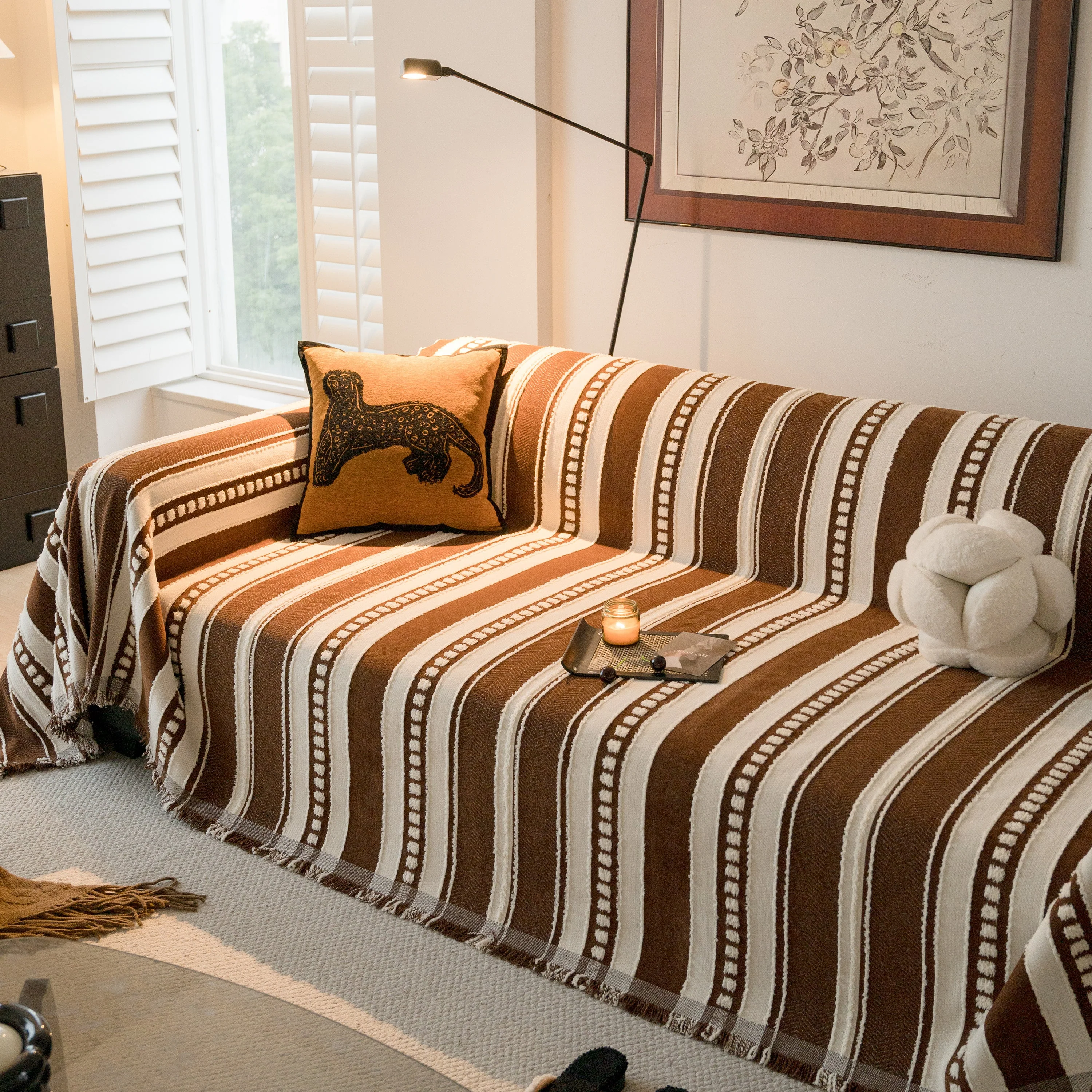 Bohemian Striped Sofa Cover, Decor Woven Throw for Couch, Loveseat, or Sectional - Image 41