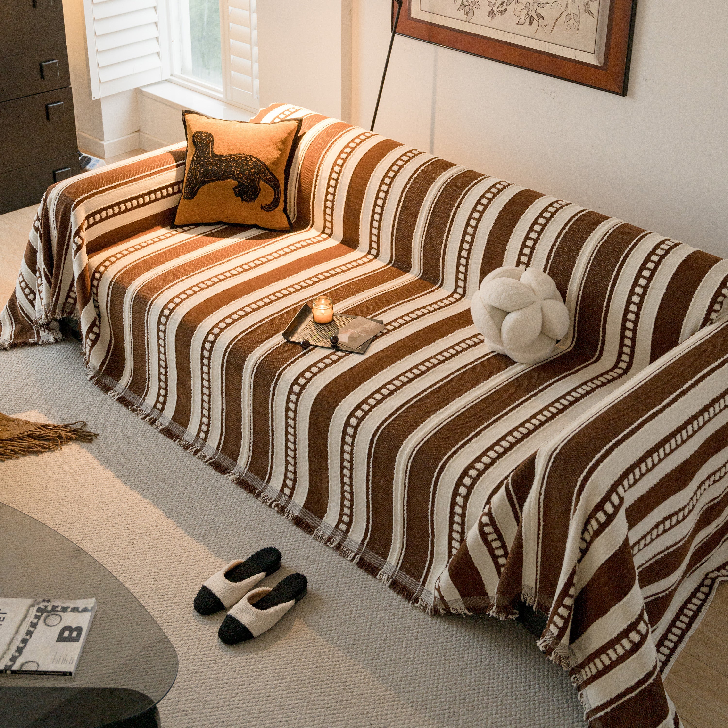 Bohemian Striped Sofa Cover, Decor Woven Throw for Couch, Loveseat, or Sectional - Image 42