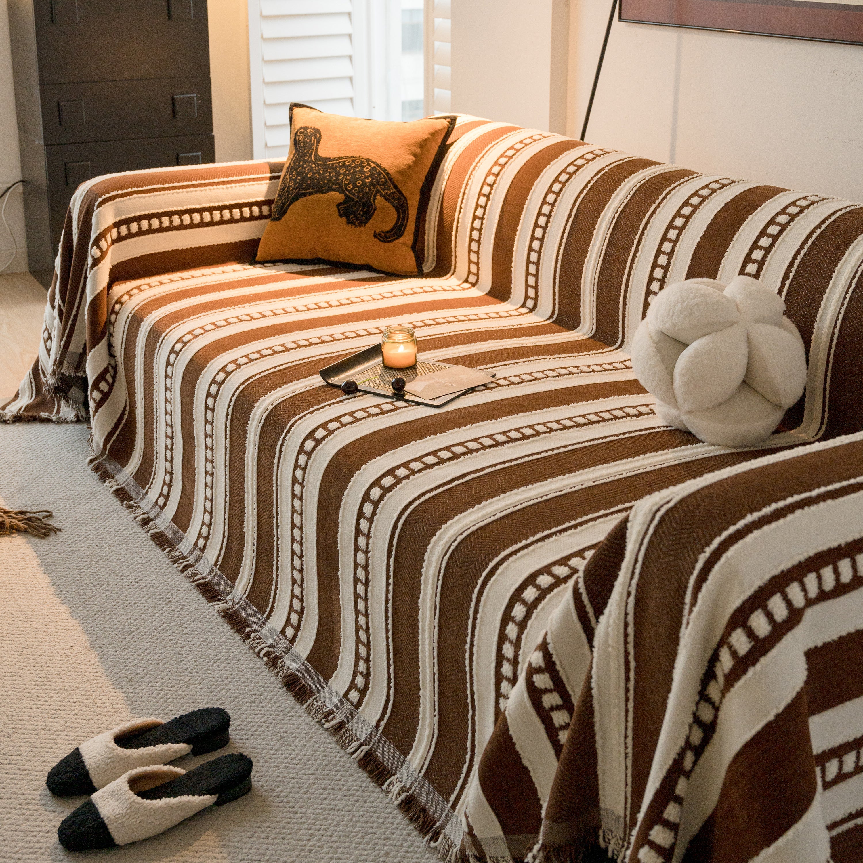 Bohemian Striped Sofa Cover, Decor Woven Throw for Couch, Loveseat, or Sectional - Image 45
