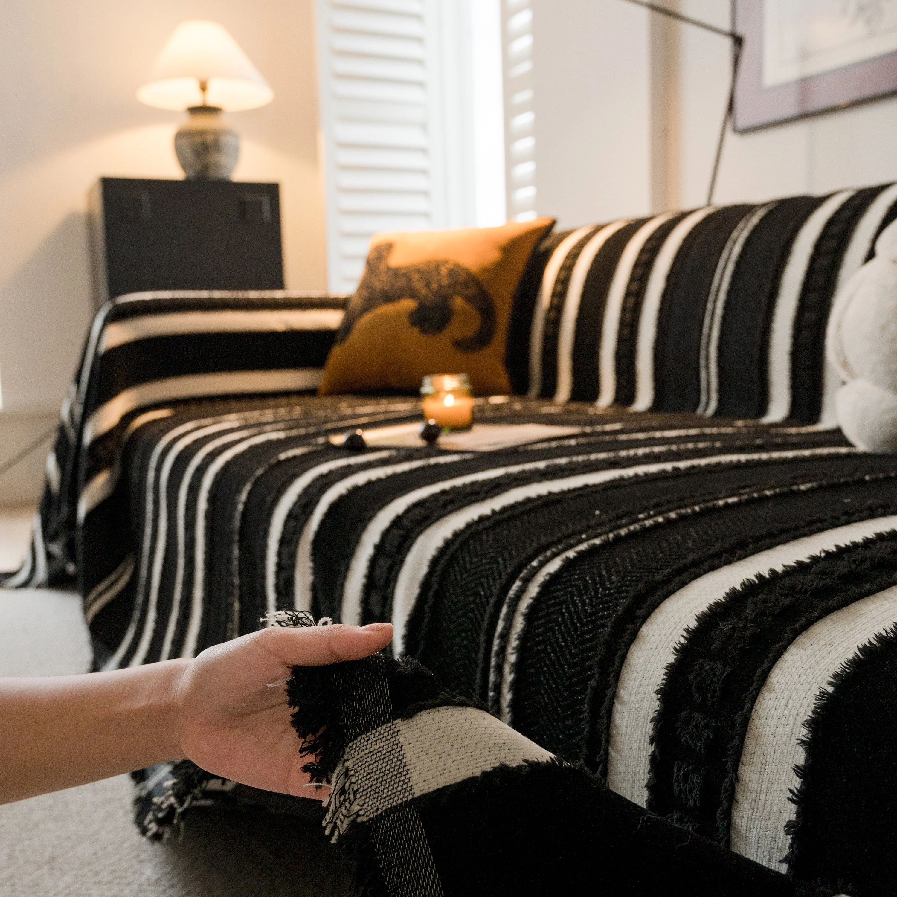 Bohemian Striped Sofa Cover, Decor Woven Throw for Couch, Loveseat, or Sectional - Image 53