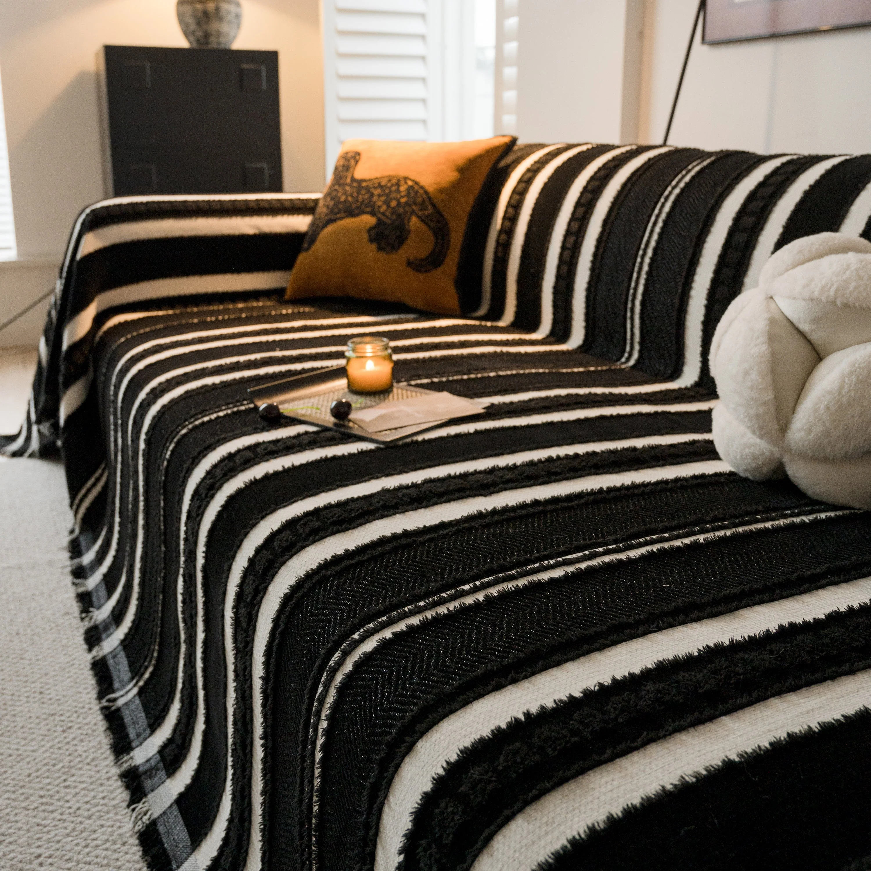 Bohemian Striped Sofa Cover, Decor Woven Throw for Couch, Loveseat, or Sectional - Image 65