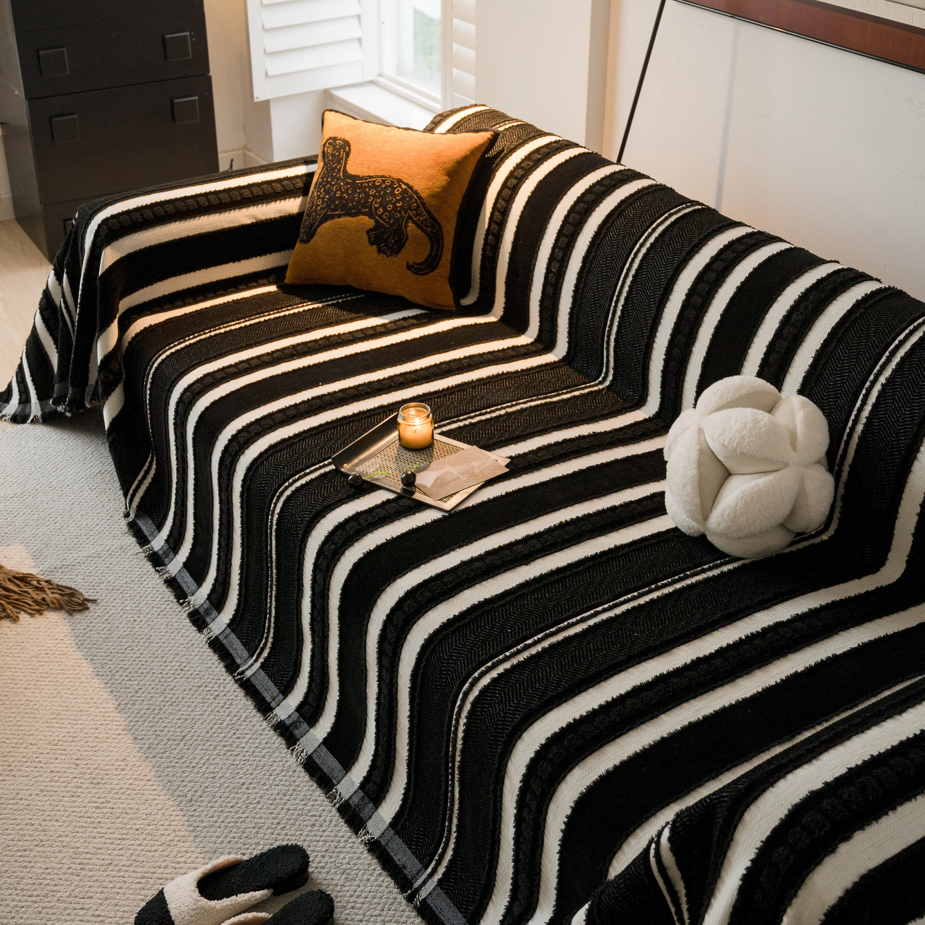 Bohemian Striped Sofa Cover, Decor Woven Throw for Couch, Loveseat, or Sectional - Image 73