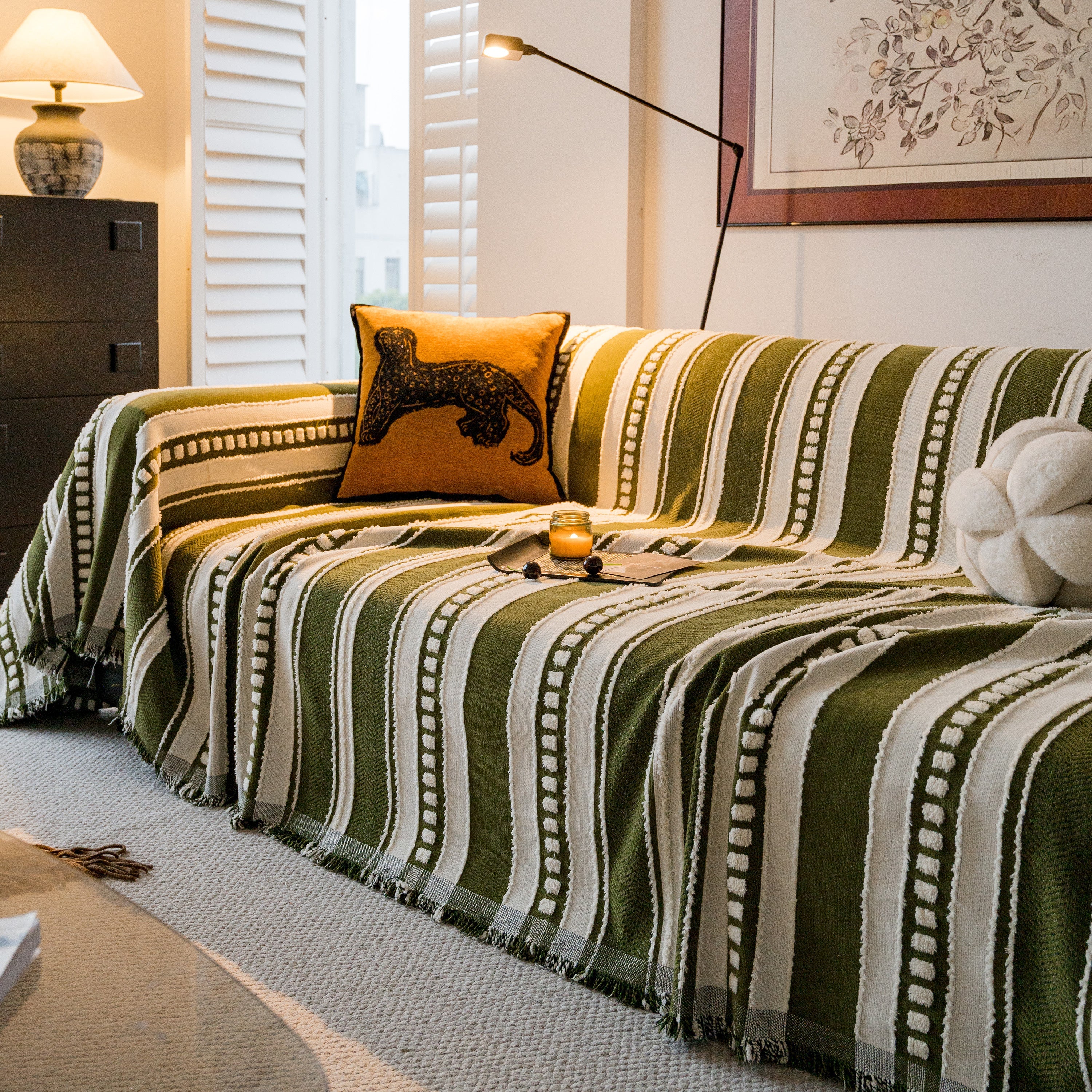 Bohemian Striped Sofa Cover, Decor Woven Throw for Couch, Loveseat, or Sectional - Image 8