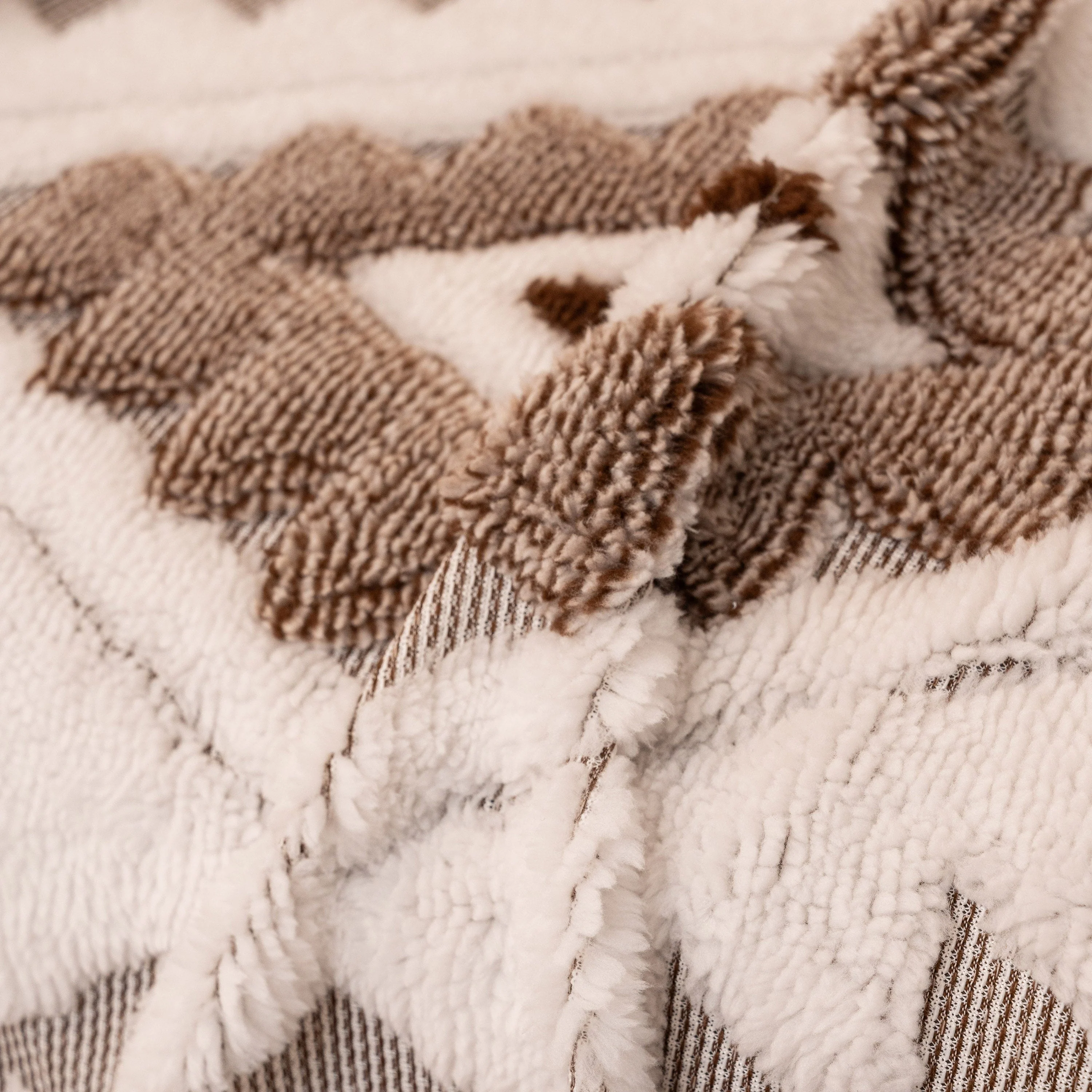 Bohemian Tufted Sofa Cover, Soft Sherpa Fleece Throw Blanket with 3D Aztec Geometric - Image 112