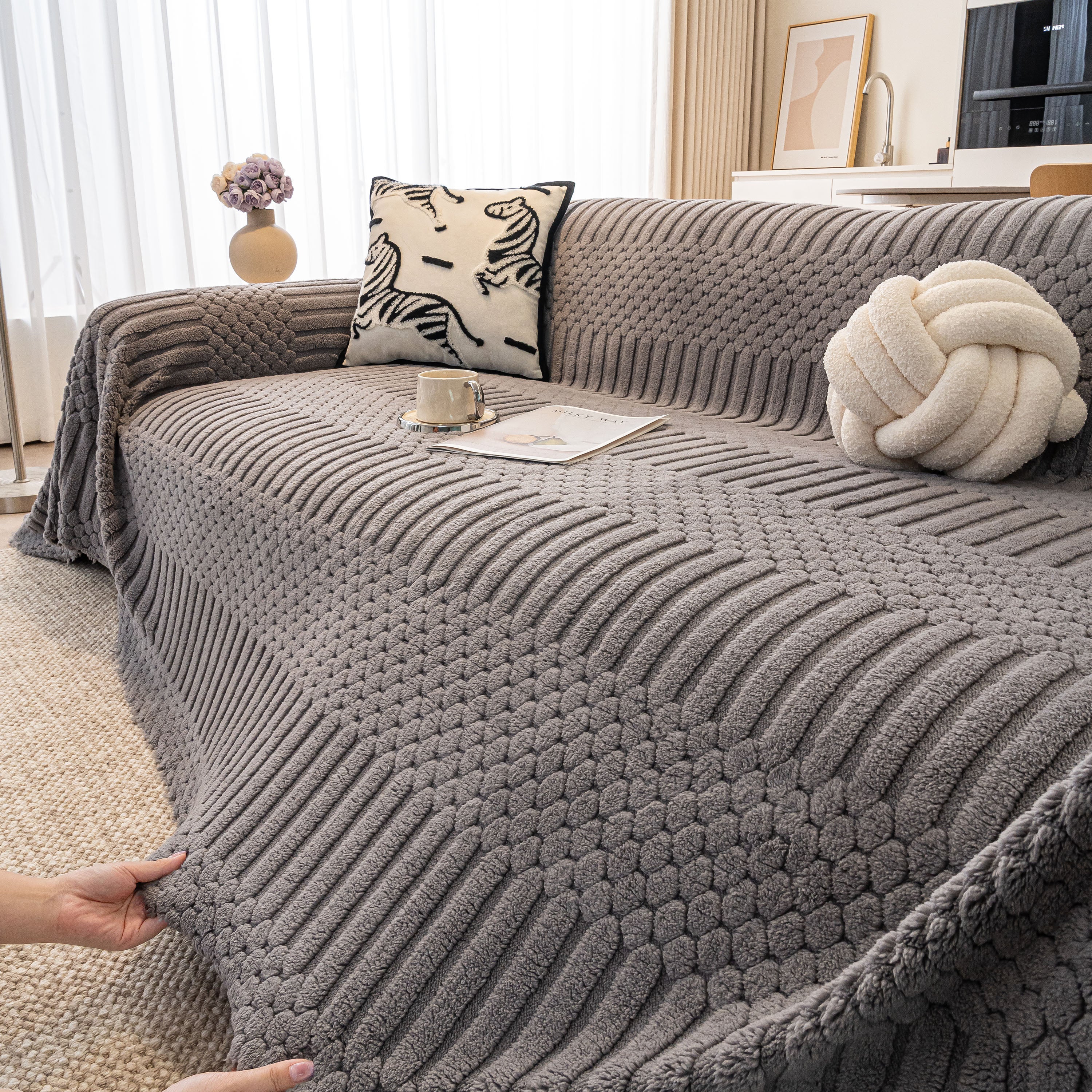 Boho 3D Geometric Throw Blanket for Couch, Luxurious Velvety Plush Fleece Sofa Cover - Image 17