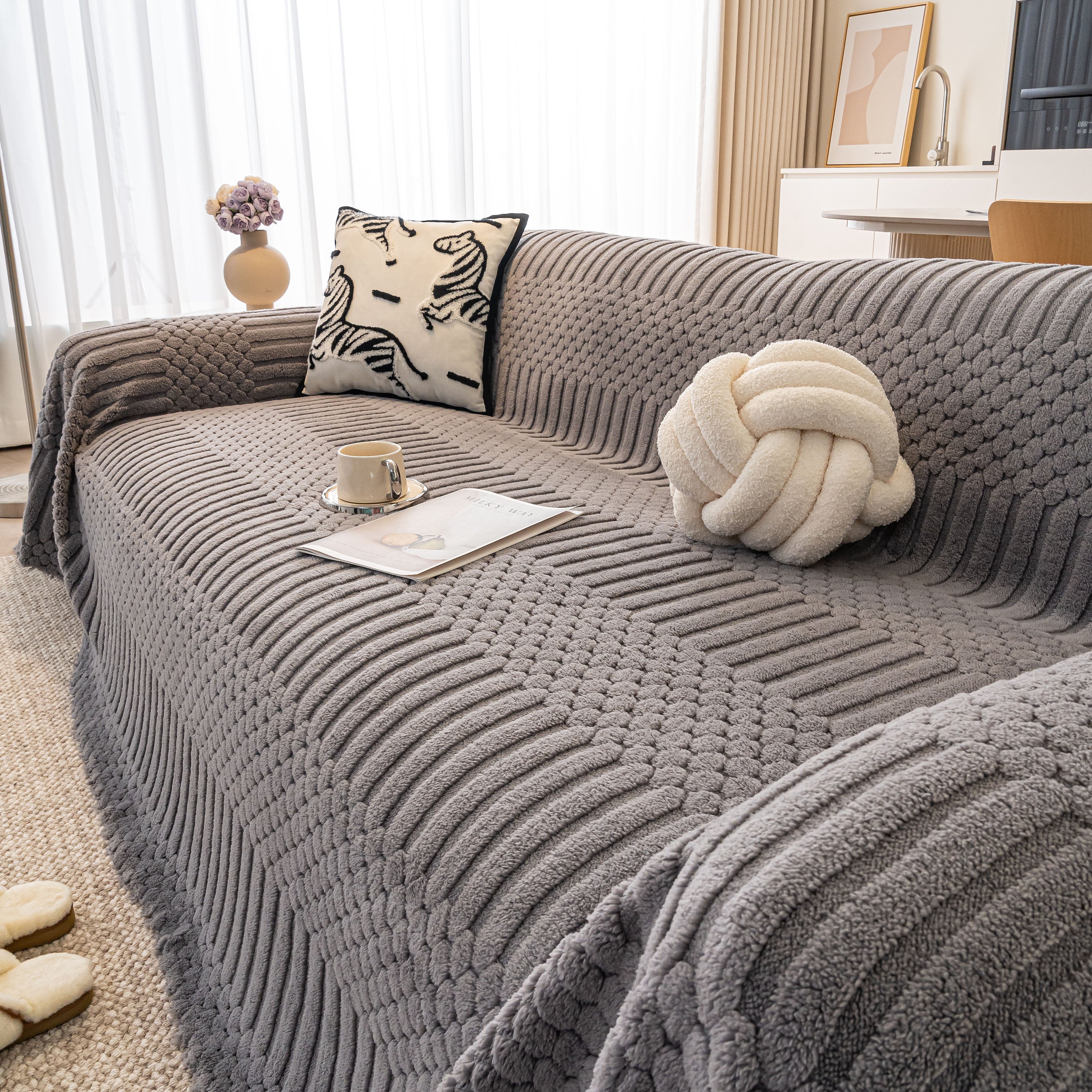 Boho 3D Geometric Throw Blanket for Couch, Luxurious Velvety Plush Fleece Sofa Cover - Image 19