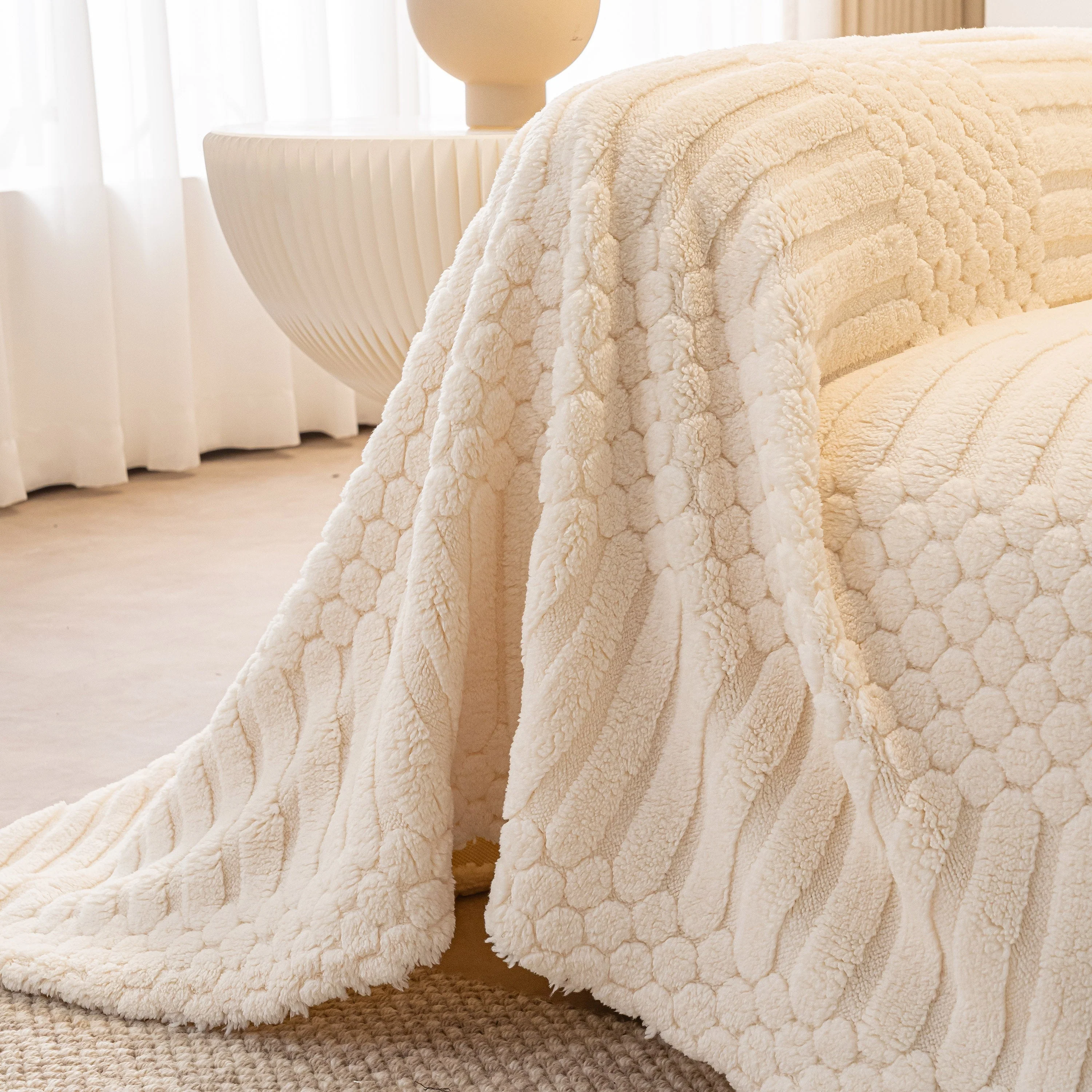 Boho 3D Geometric Throw Blanket for Couch, Luxurious Velvety Plush Fleece Sofa Cover - Image 37