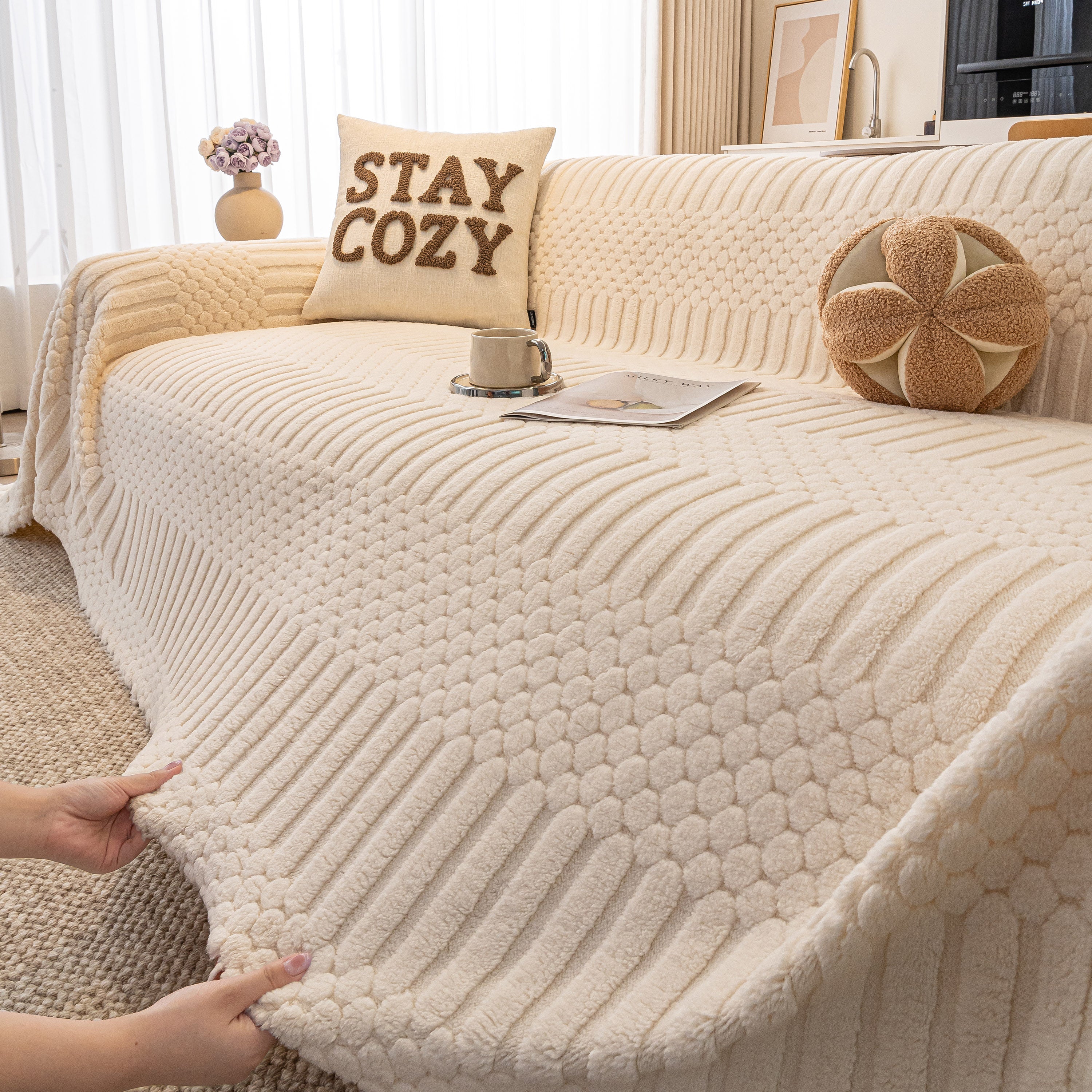 Boho 3D Geometric Throw Blanket for Couch, Luxurious Velvety Plush Fleece Sofa Cover - Image 41