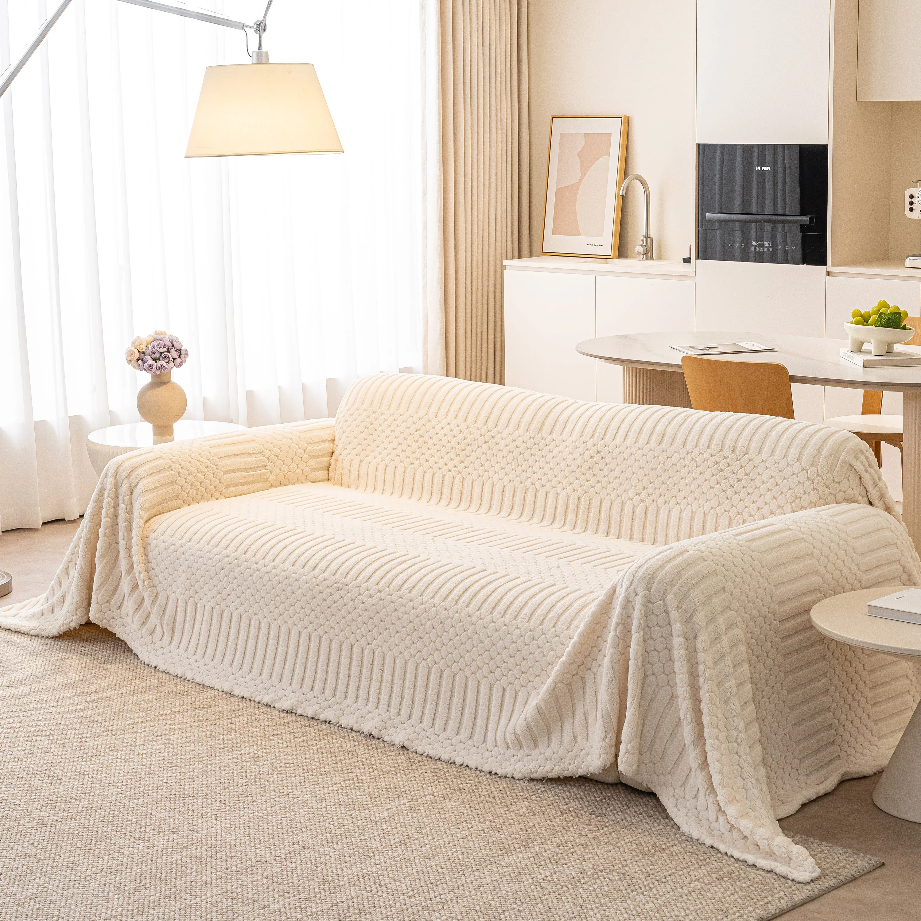 Boho 3D Geometric Throw Blanket for Couch, Luxurious Velvety Plush Fleece Sofa Cover - Image 47