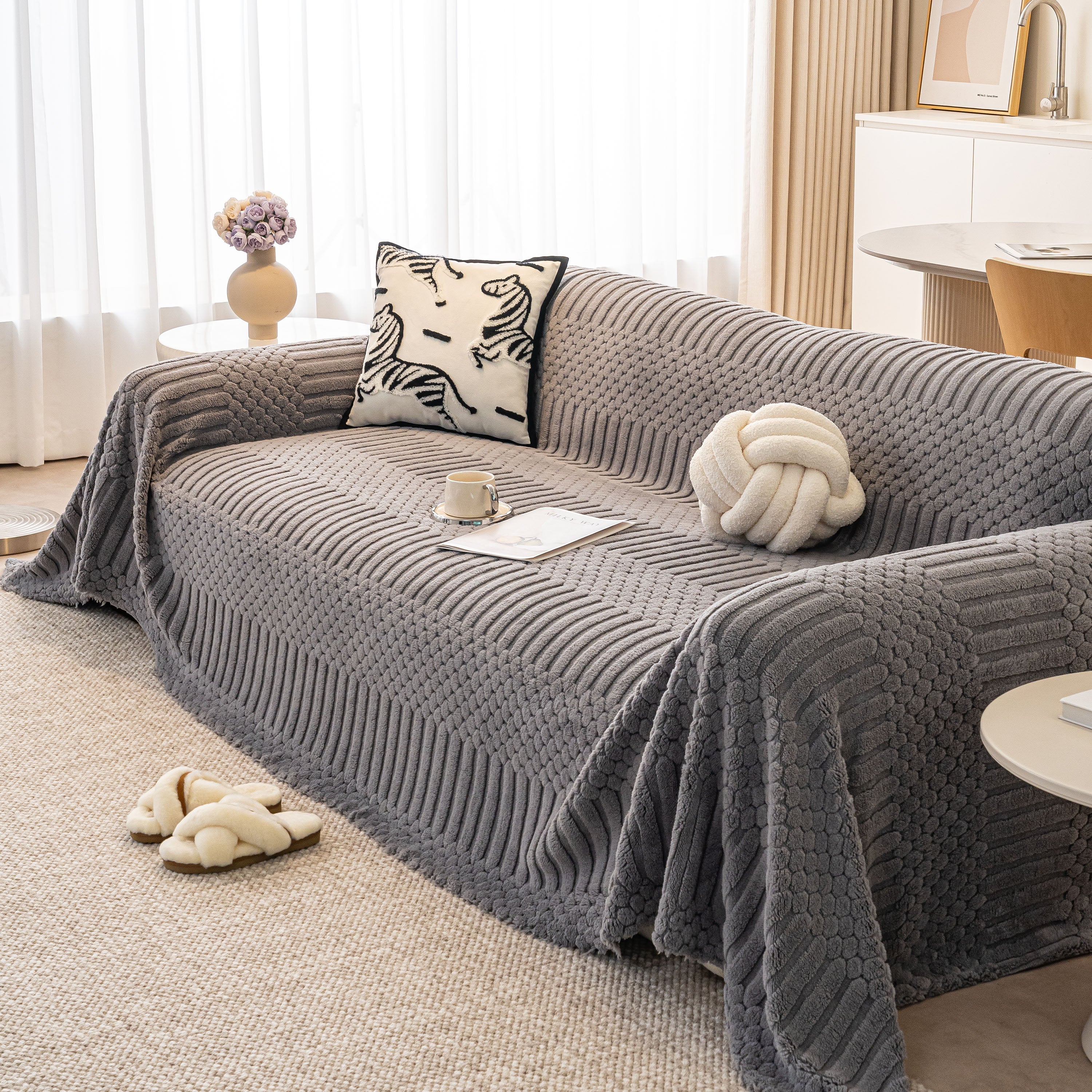 Boho 3D Geometric Throw Blanket for Couch, Luxurious Velvety Plush Fleece Sofa Cover - Image 6