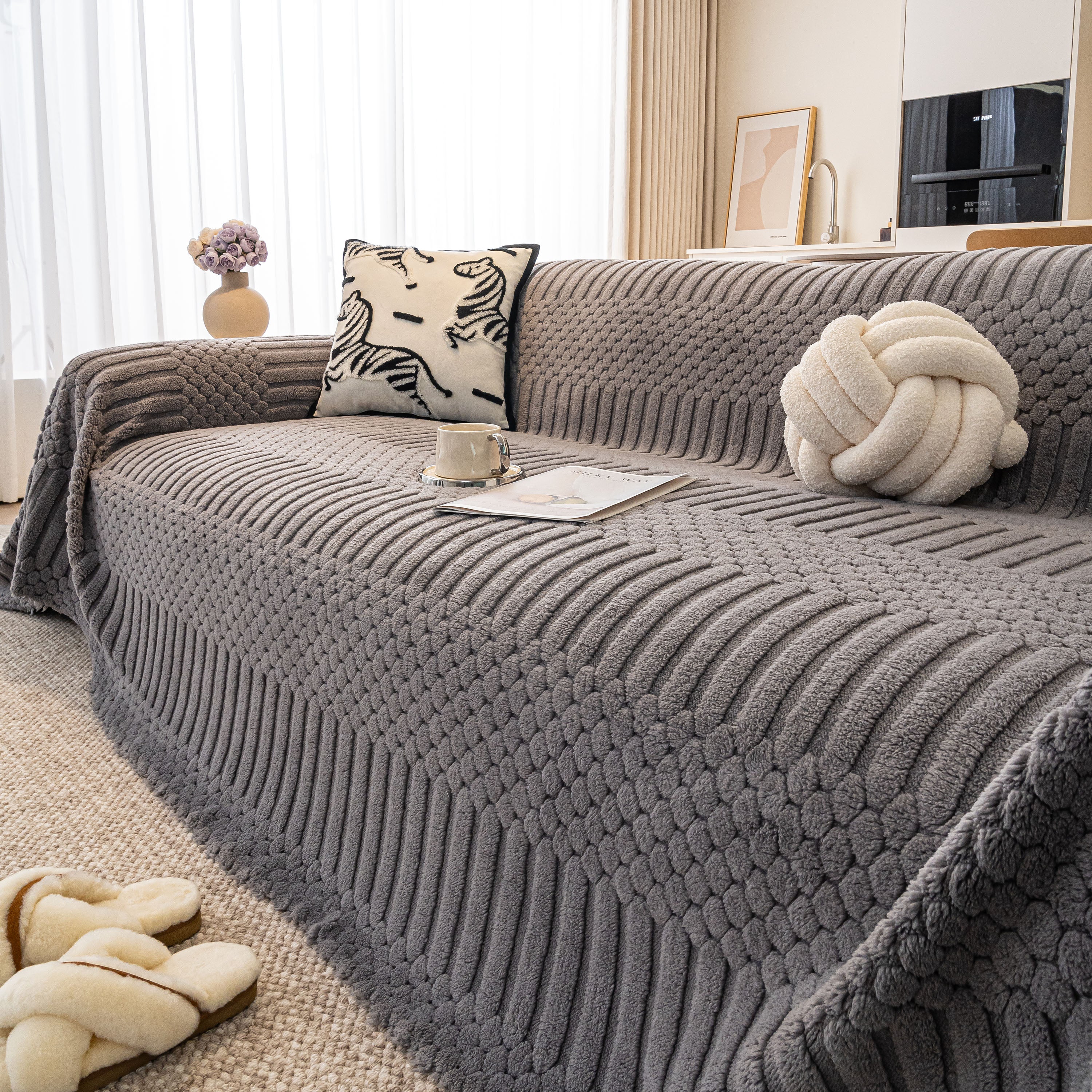 Boho 3D Geometric Throw Blanket for Couch, Luxurious Velvety Plush Fleece Sofa Cover - Image 7