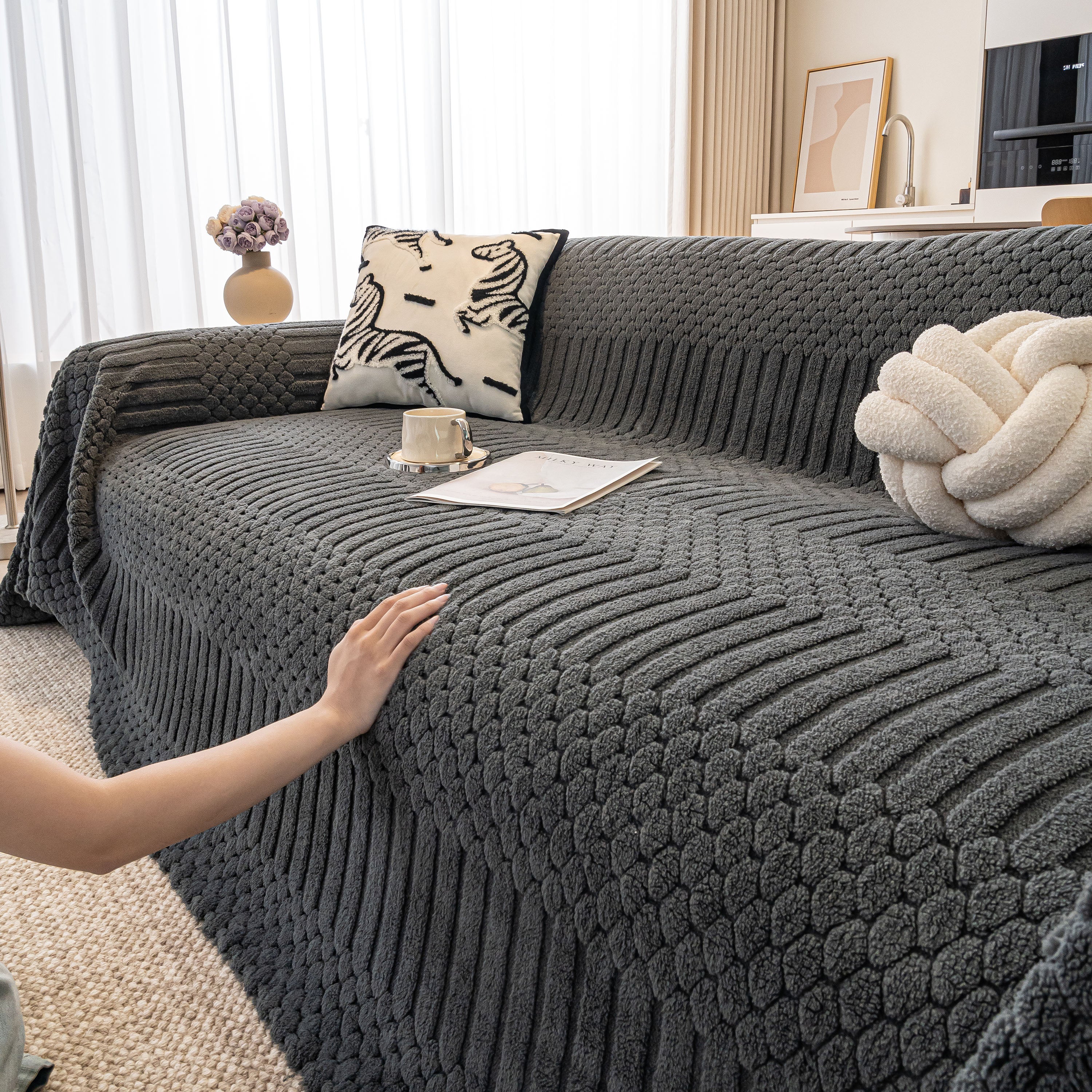 Boho 3D Geometric Throw Blanket for Couch, Luxurious Velvety Plush Fleece Sofa Cover - Image 90