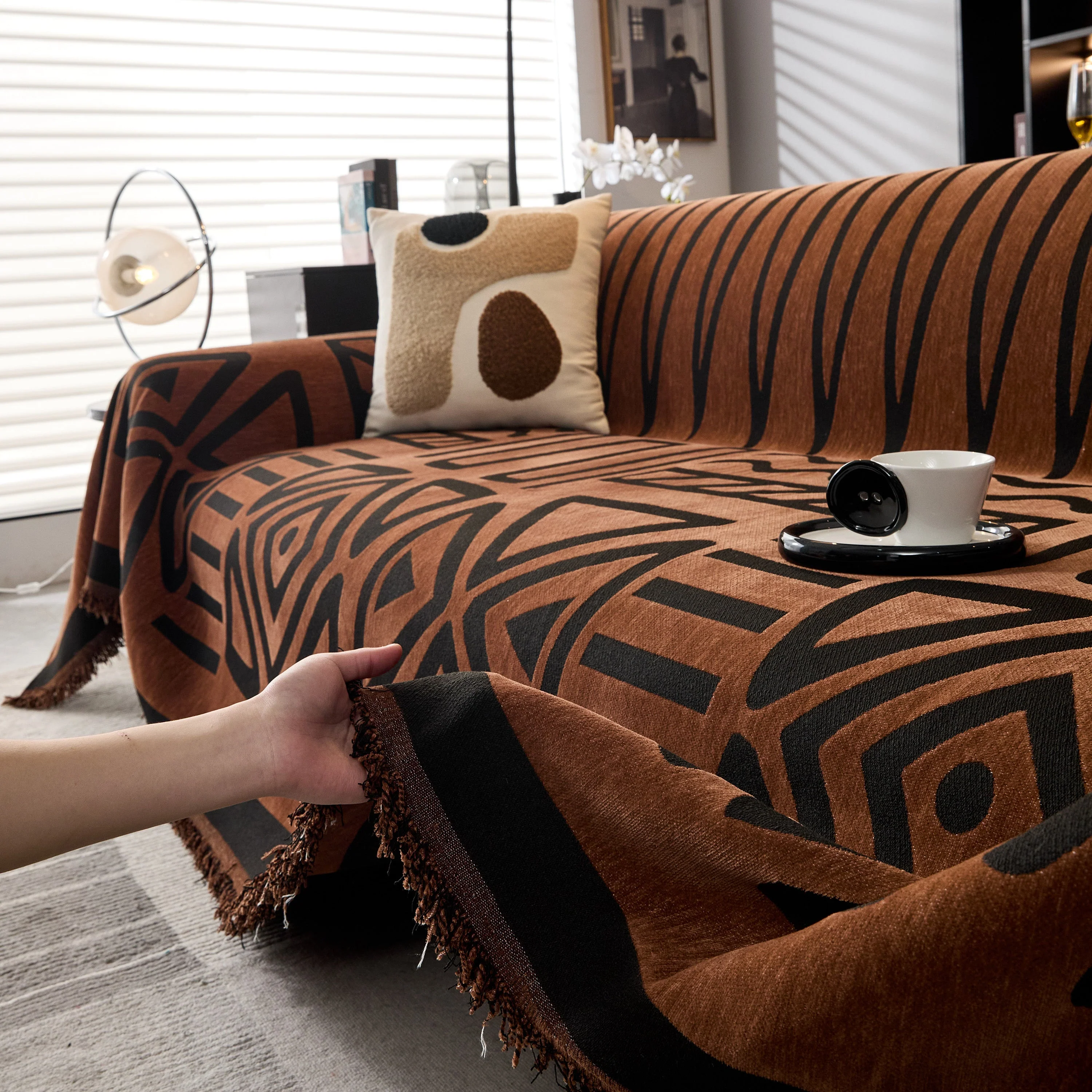 Boho Chenille Sofa Throw Covers Sectional Sofa Couch Cover Sofa Protector Covers - Image 11