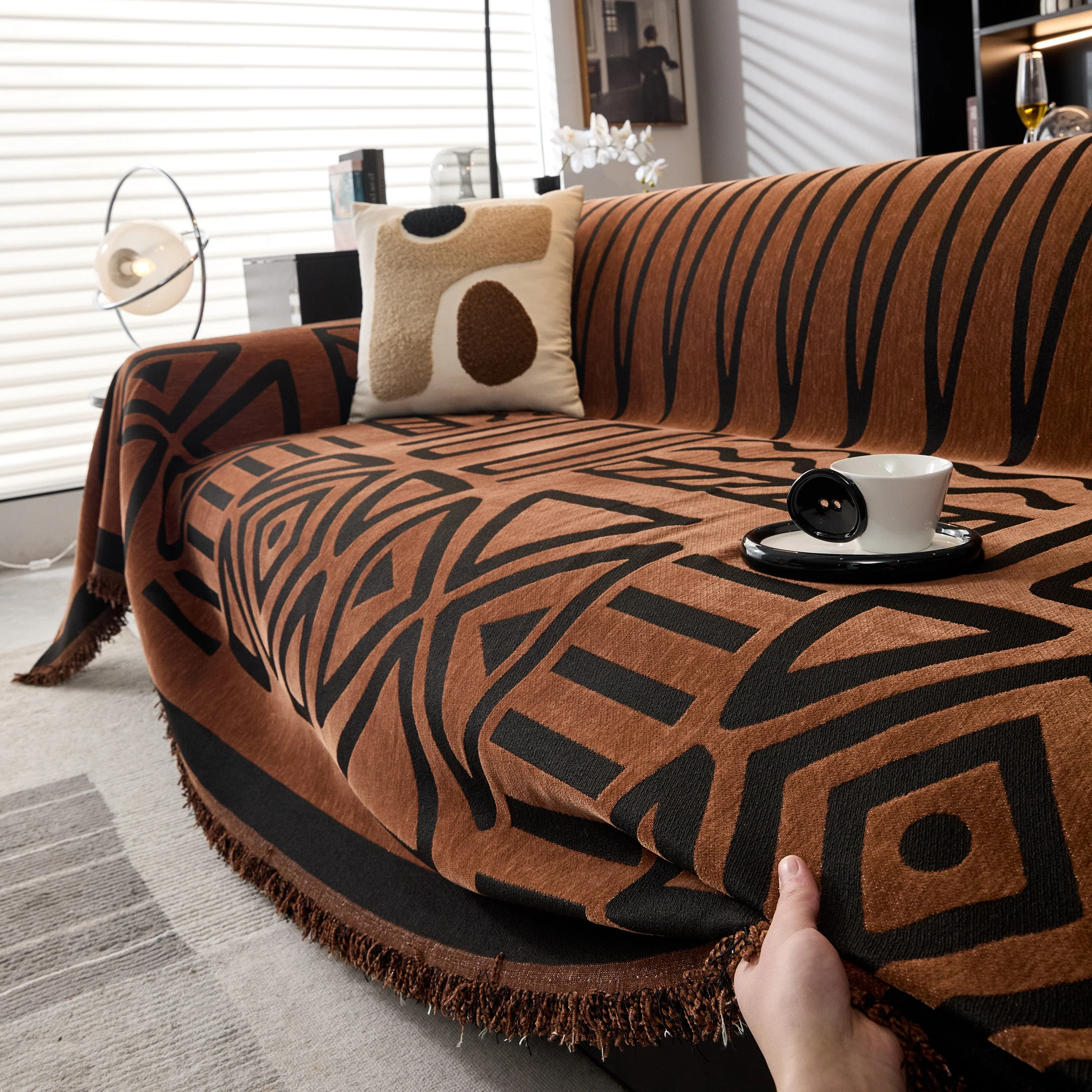 Boho Chenille Sofa Throw Covers Sectional Sofa Couch Cover Sofa Protector Covers - Image 12