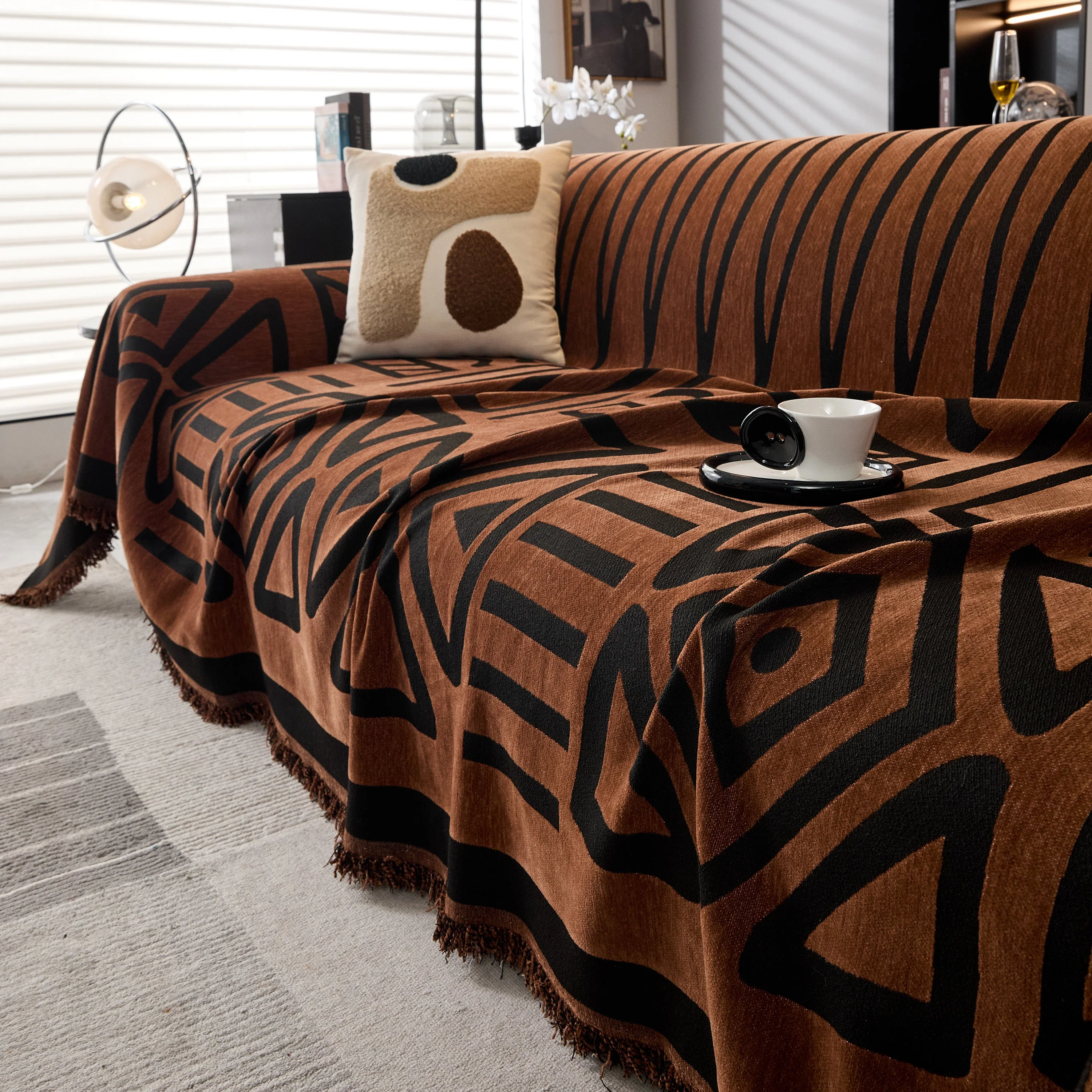 Boho Chenille Sofa Throw Covers Sectional Sofa Couch Cover Sofa Protector Covers - Image 13