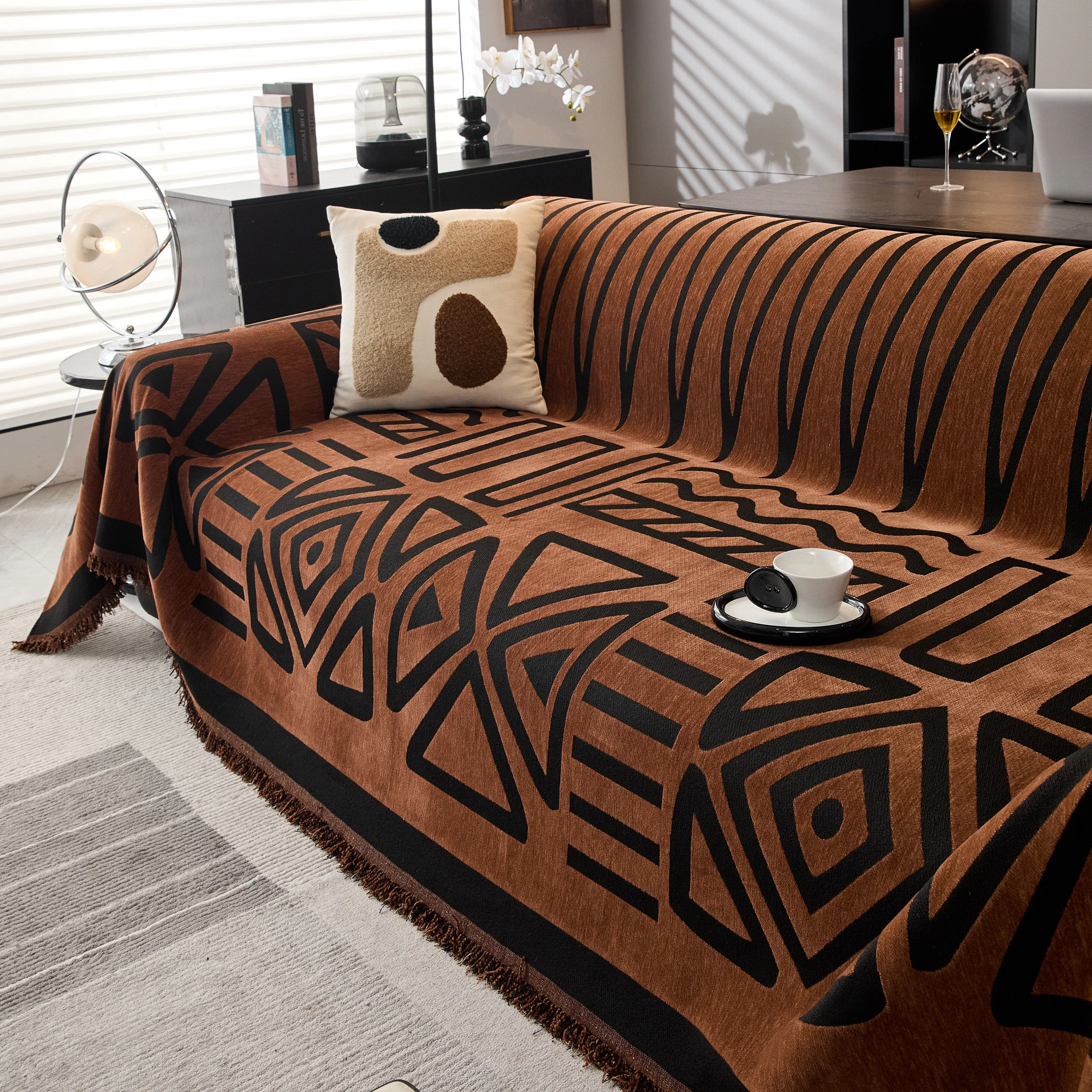 Boho Chenille Sofa Throw Covers Sectional Sofa Couch Cover Sofa Protector Covers - Image 17
