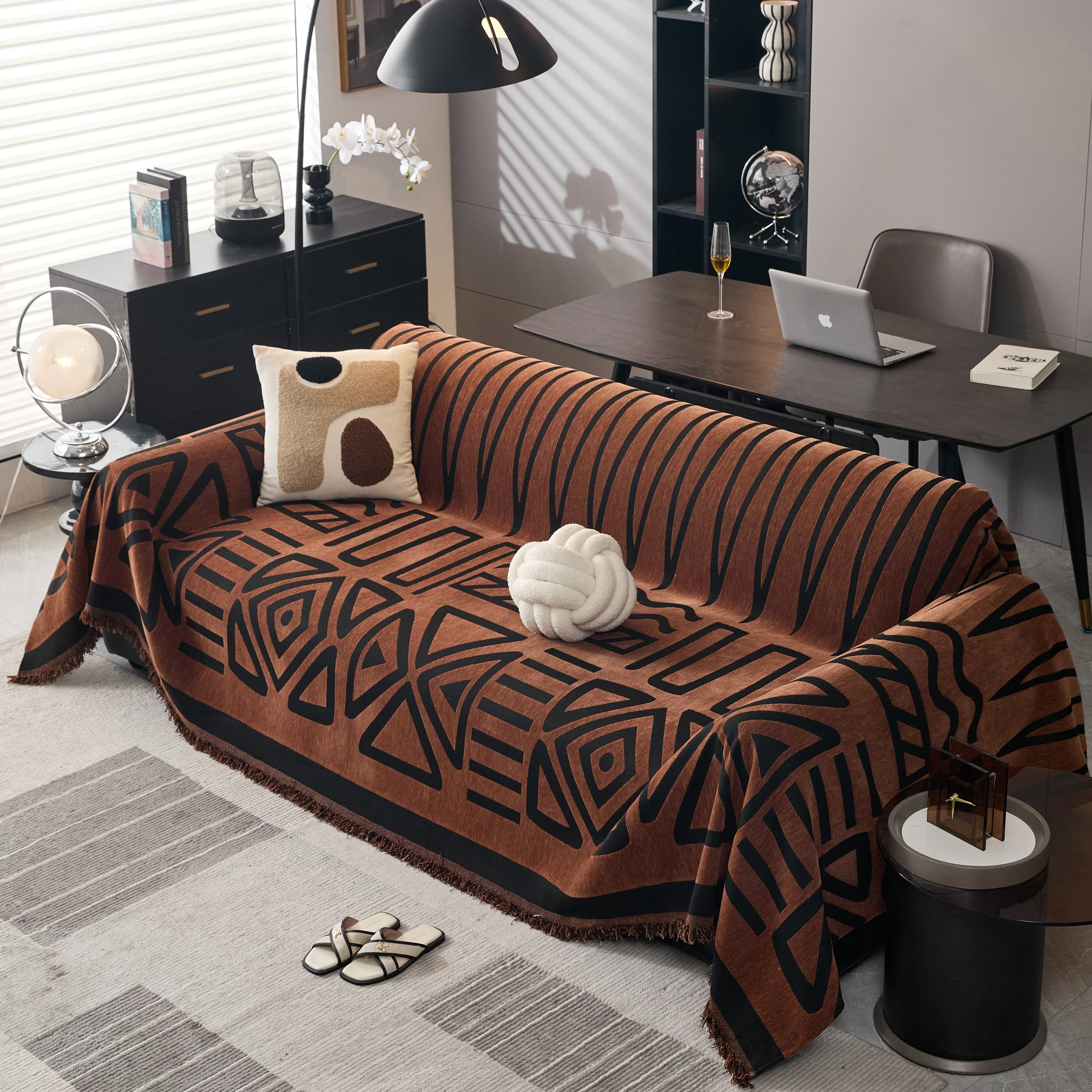 Boho Chenille Sofa Throw Covers Sectional Sofa Couch Cover Sofa Protector Covers - Image 18