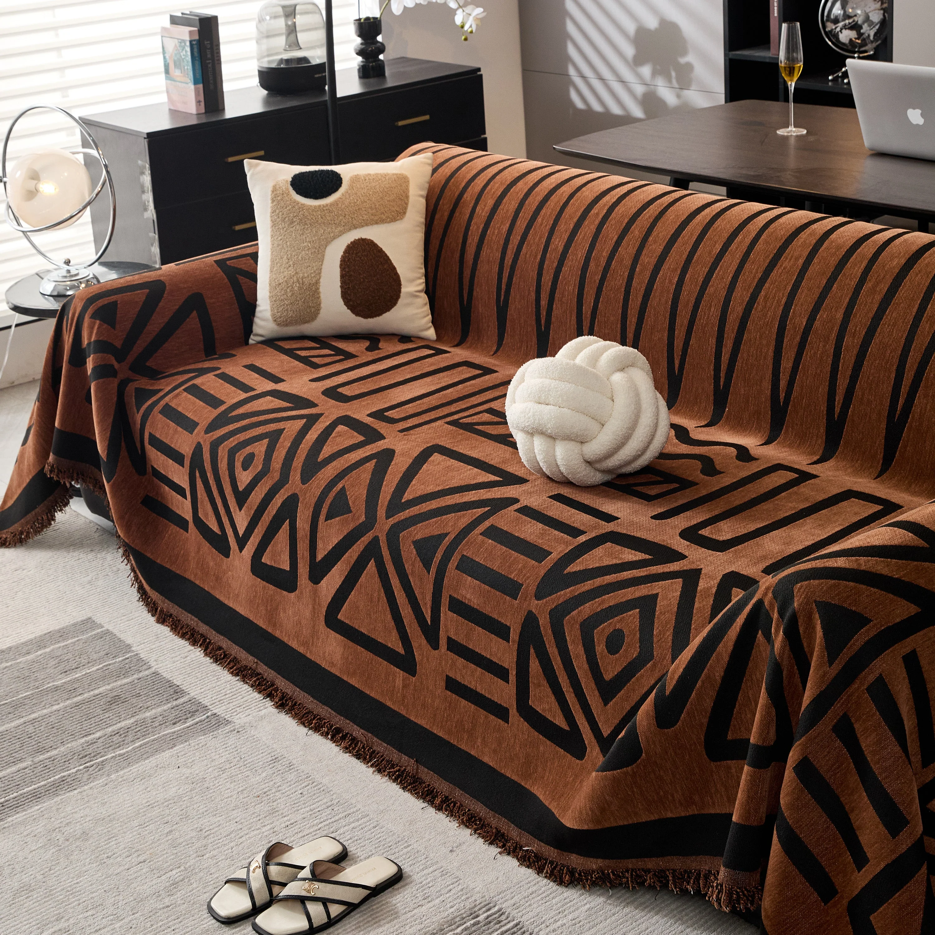 Boho Chenille Sofa Throw Covers Sectional Sofa Couch Cover Sofa Protector Covers - Image 22