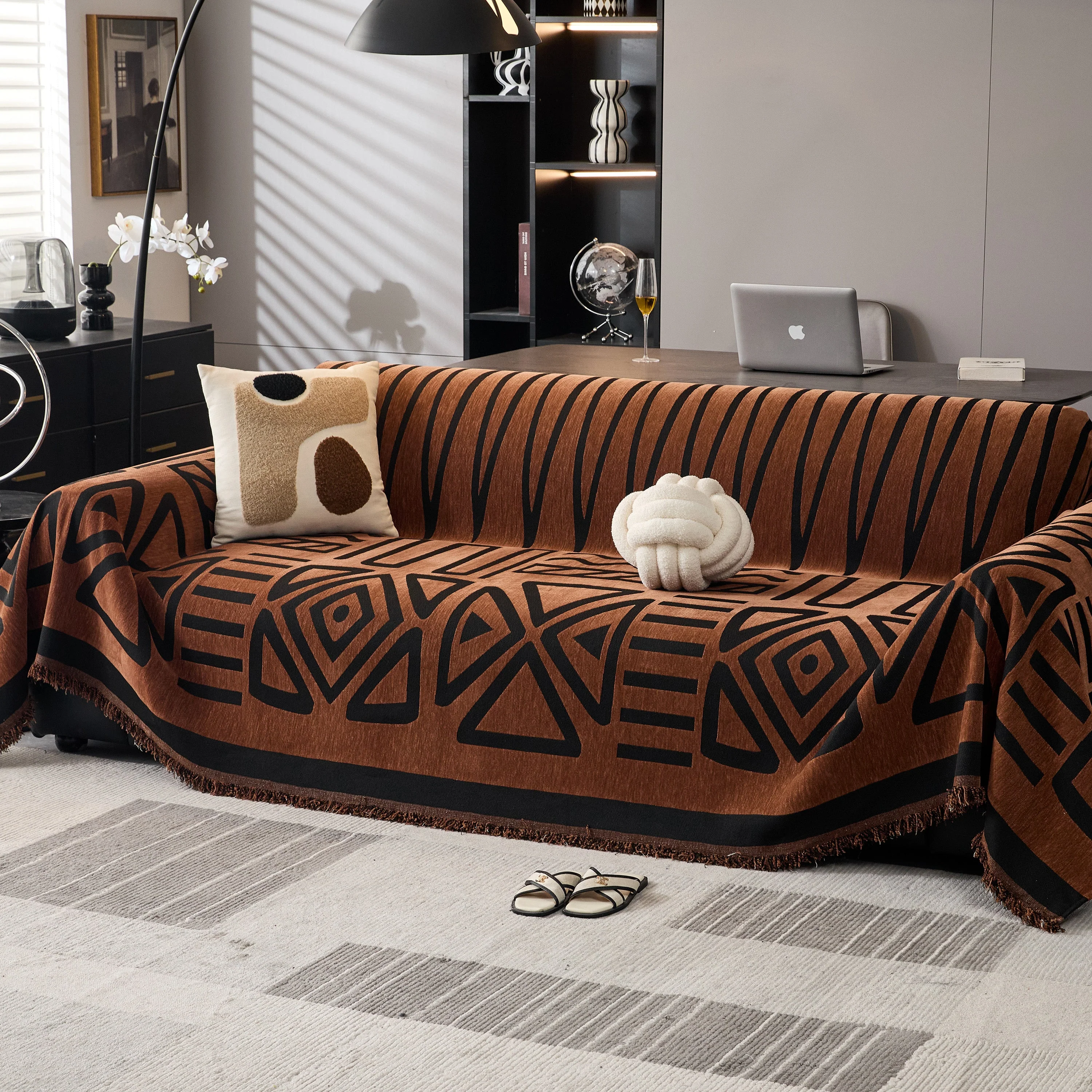Boho Chenille Sofa Throw Covers Sectional Sofa Couch Cover Sofa Protector Covers - Image 23