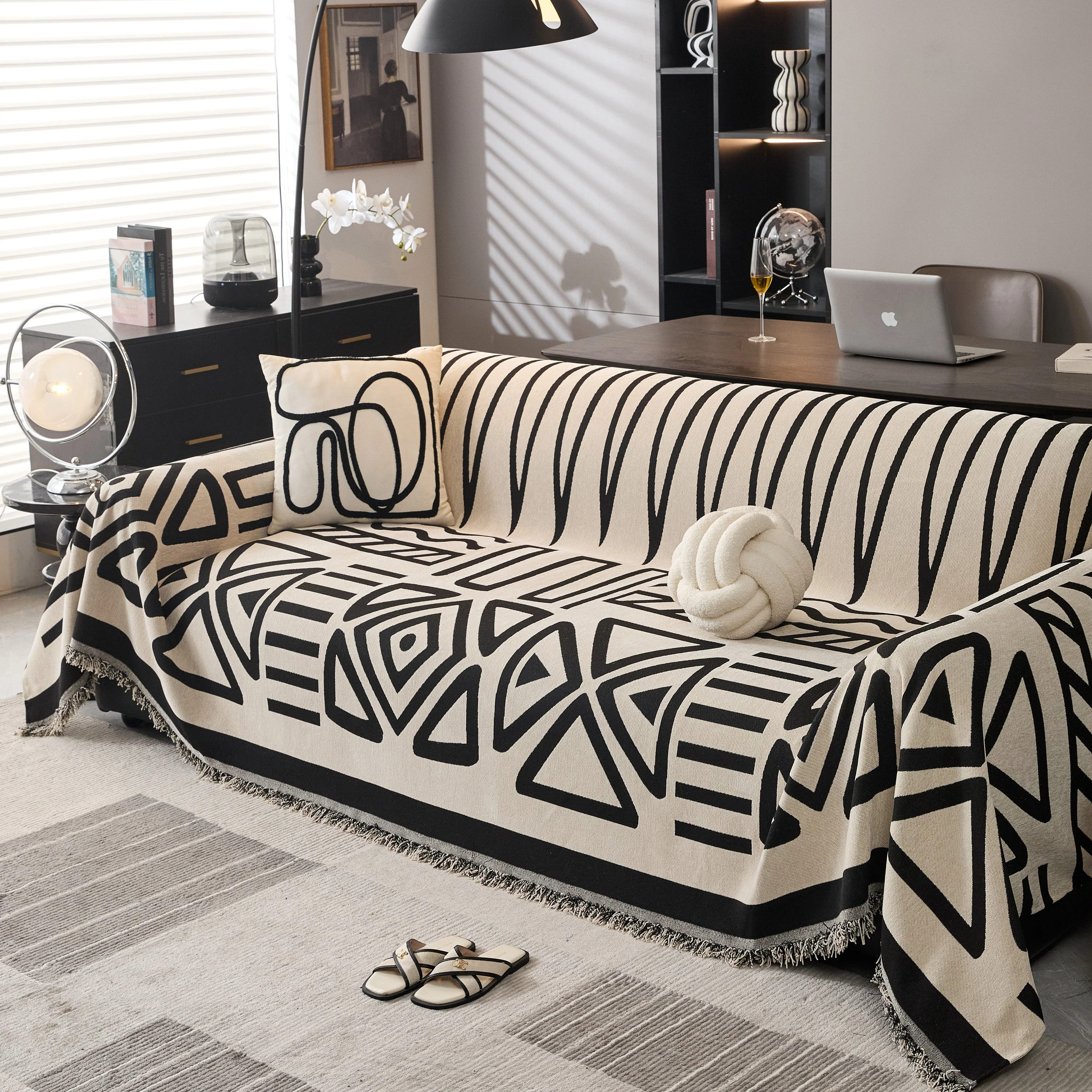 Boho Chenille Sofa Throw Covers Sectional Sofa Couch Cover Sofa Protector Covers - Image 26