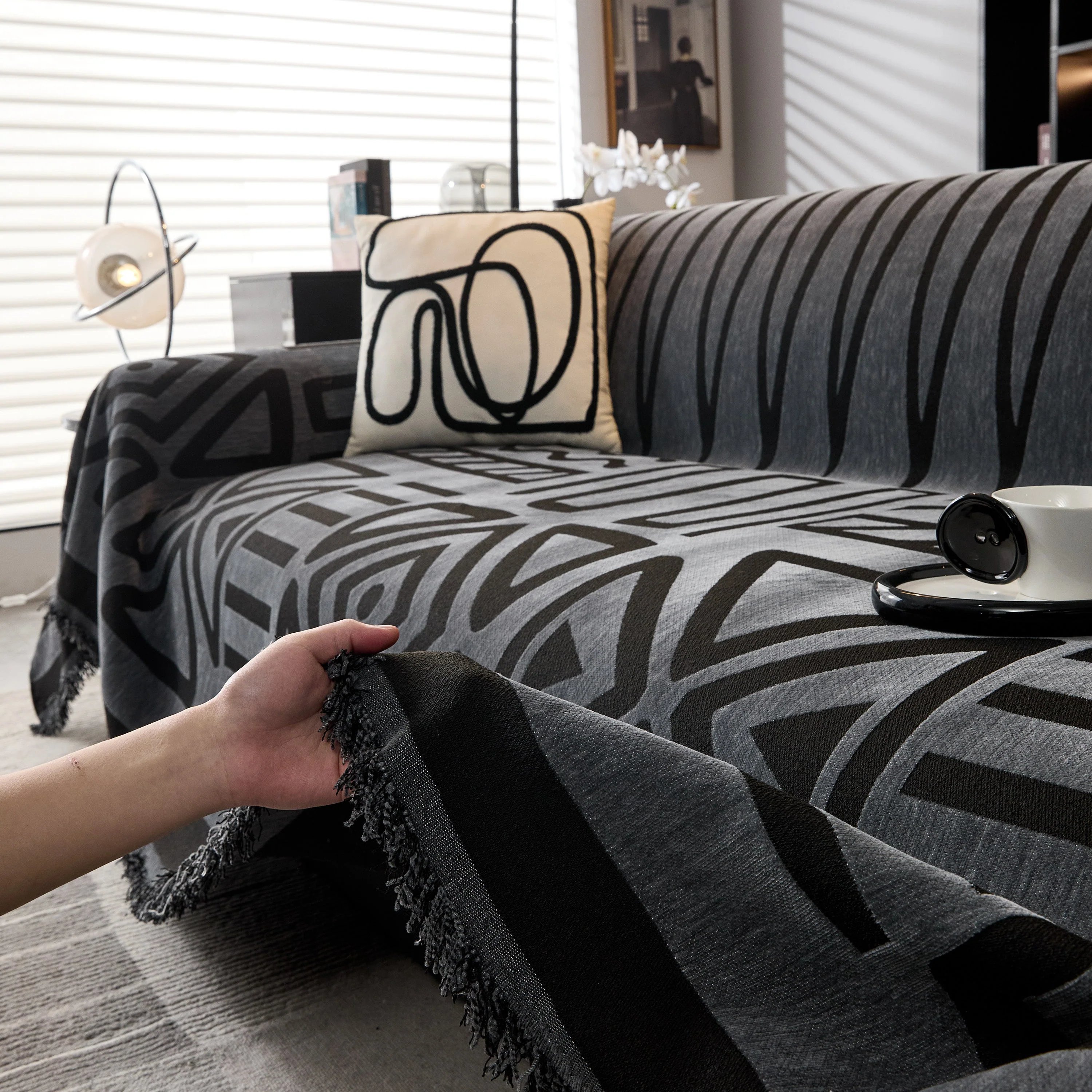 Boho Chenille Sofa Throw Covers Sectional Sofa Couch Cover Sofa Protector Covers - Image 41