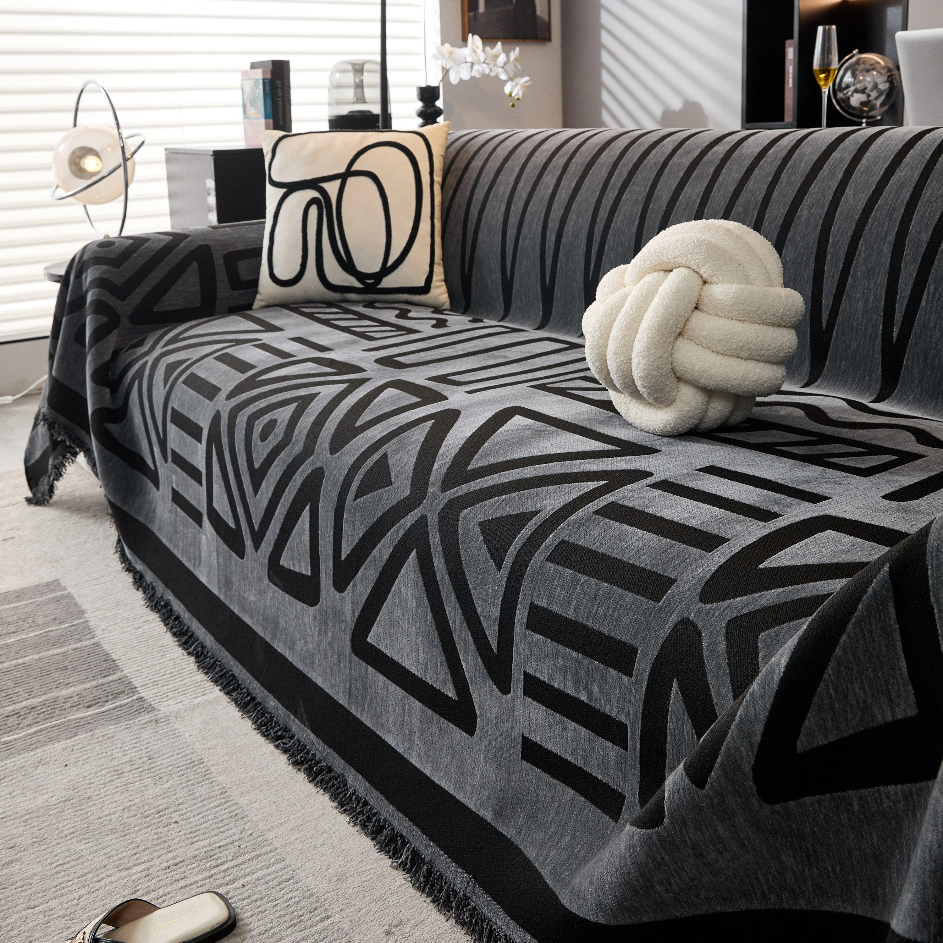 Boho Chenille Sofa Throw Covers Sectional Sofa Couch Cover Sofa Protector Covers - Image 44