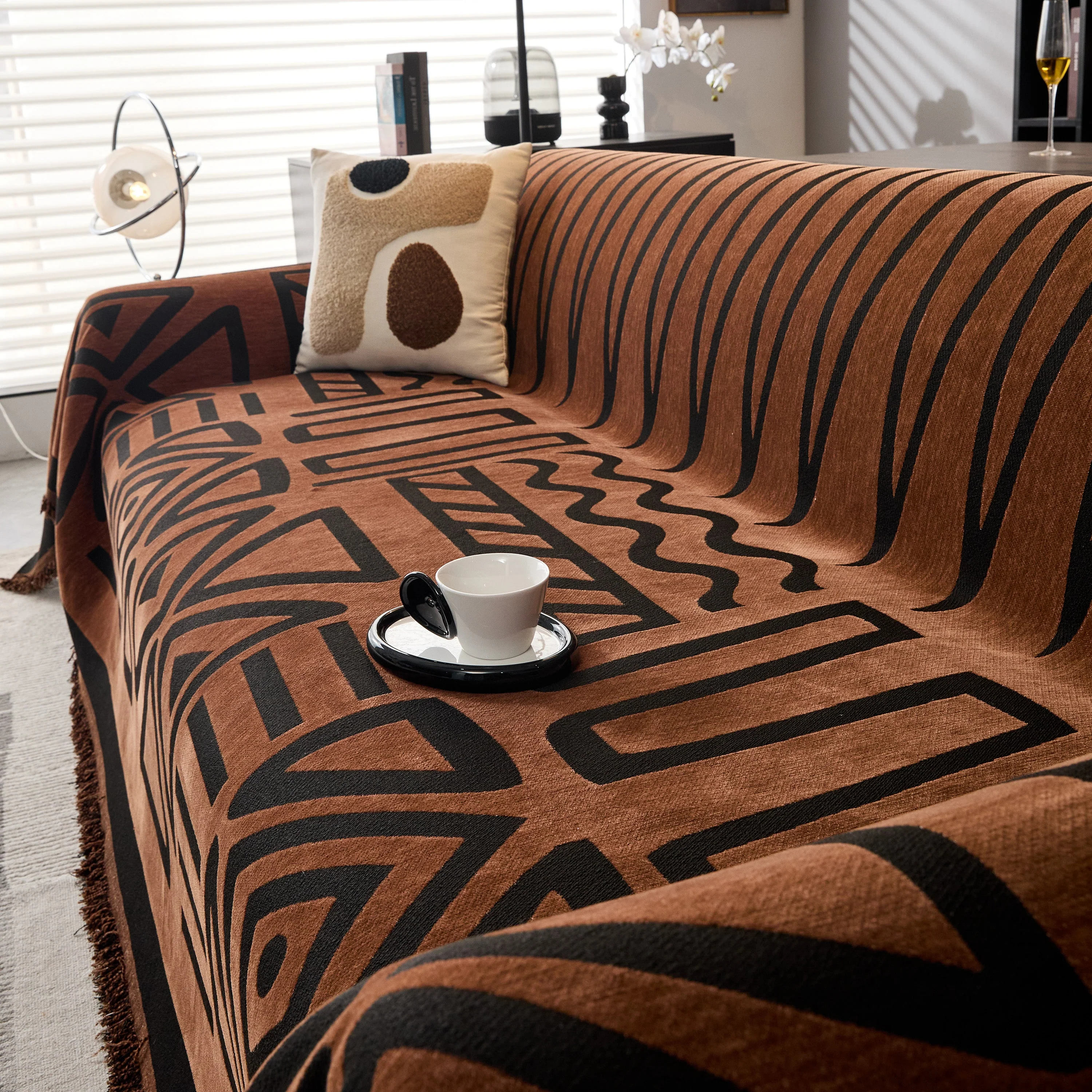 Boho Chenille Sofa Throw Covers Sectional Sofa Couch Cover Sofa Protector Covers - Image 7