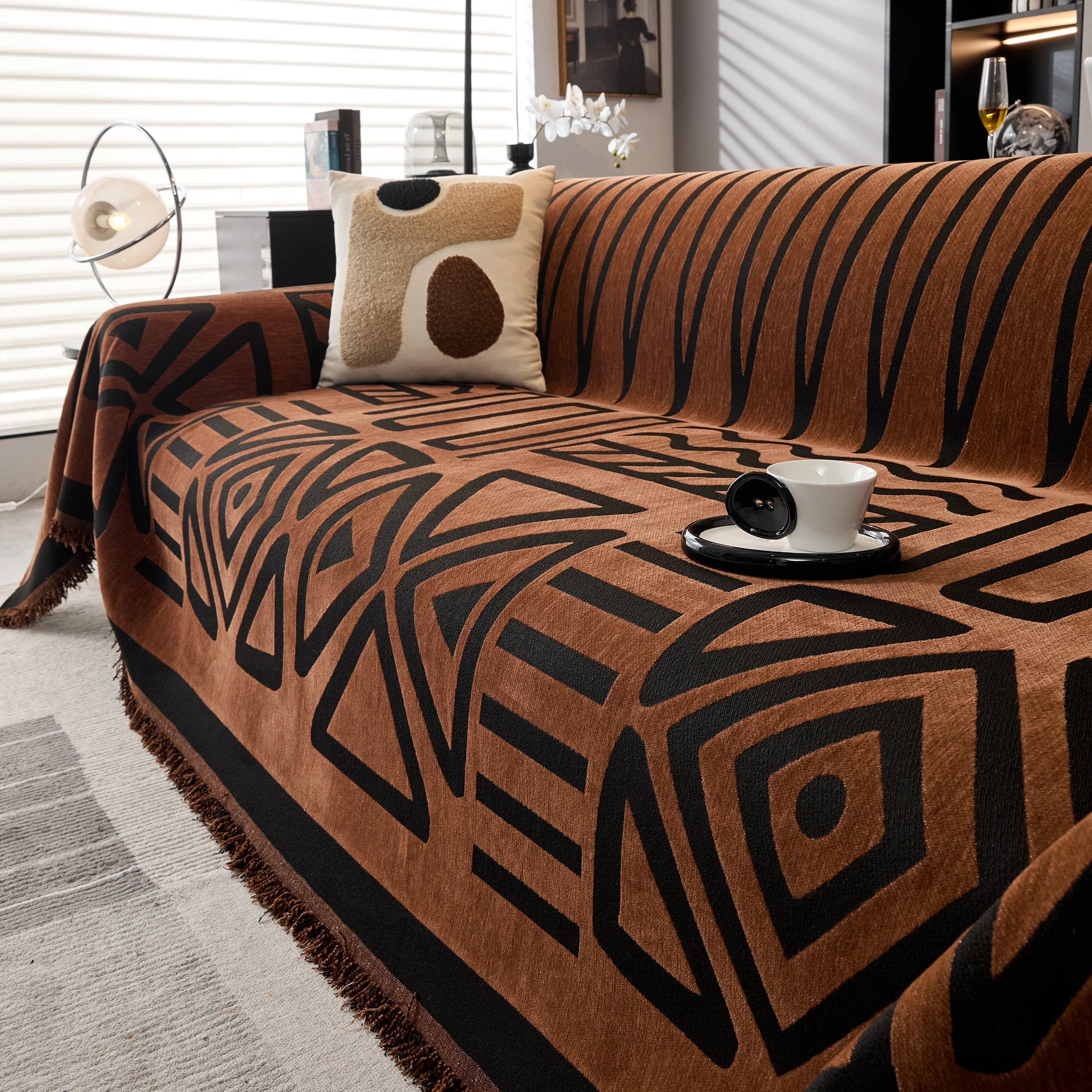 Boho Chenille Sofa Throw Covers Sectional Sofa Couch Cover Sofa Protector Covers - Image 8