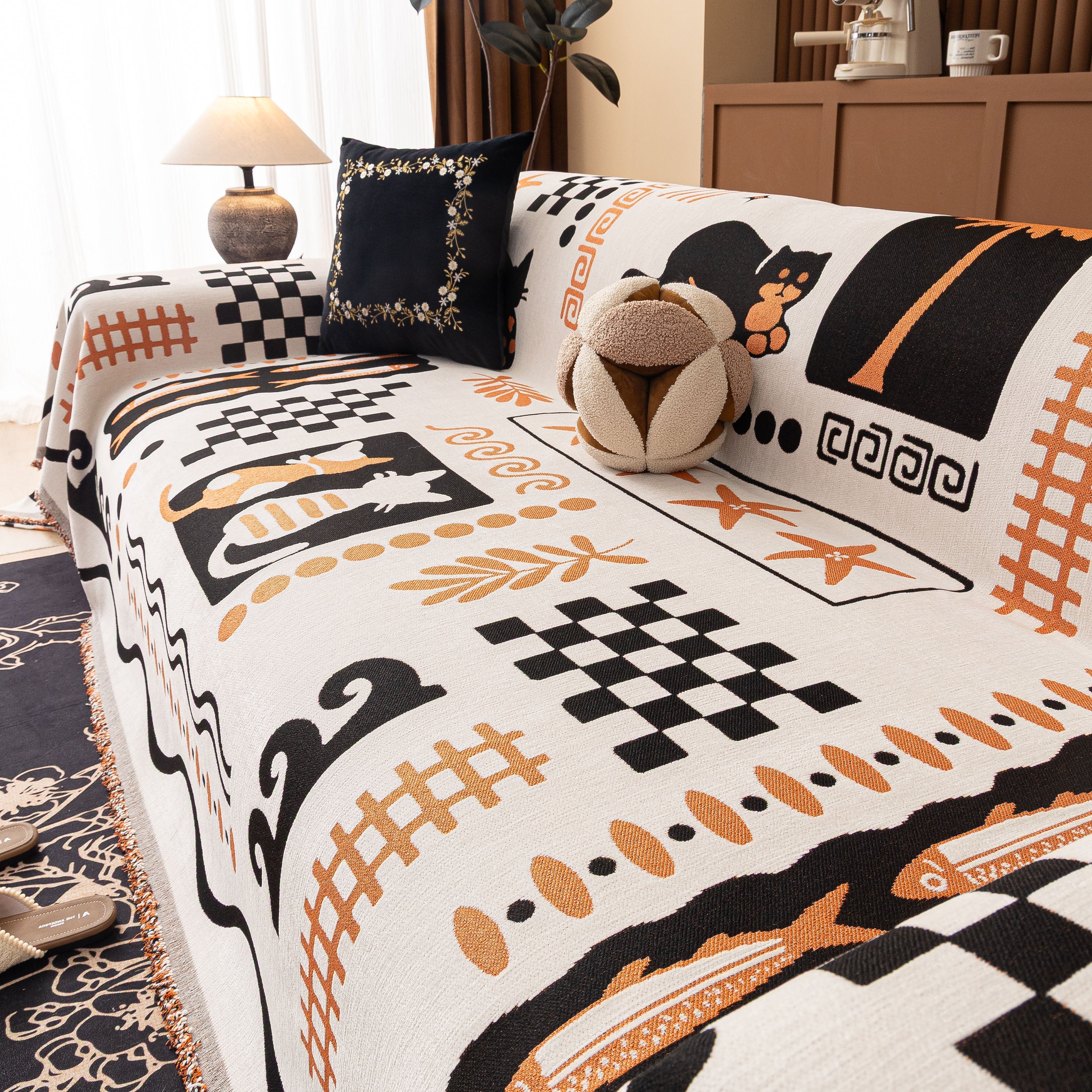 Boho Chic Woven Throw Blanket for Couch, Washable Couch Cover for Pets, Dogs, Cats - Image 10