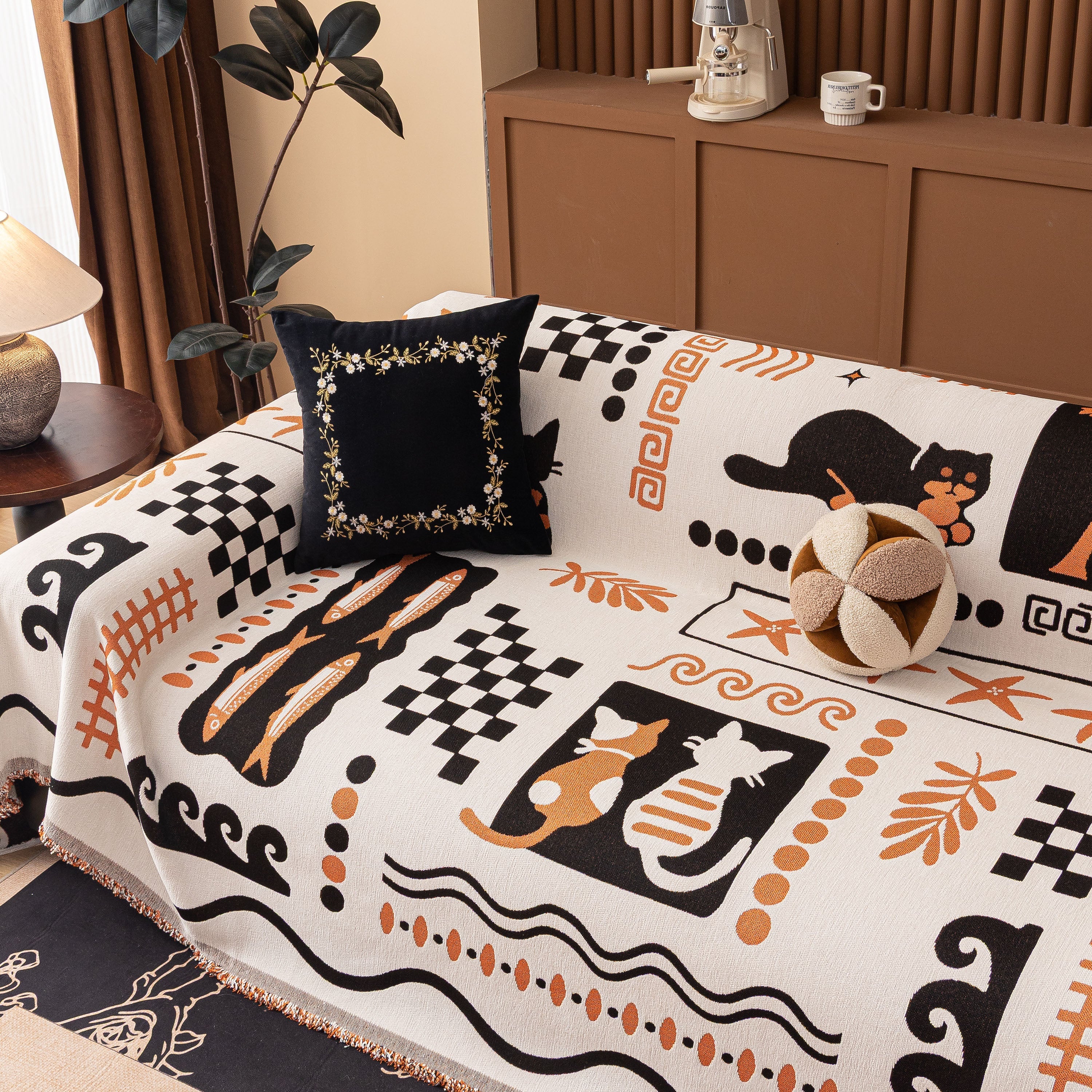 Boho Chic Woven Throw Blanket for Couch, Washable Couch Cover for Pets, Dogs, Cats - Image 11