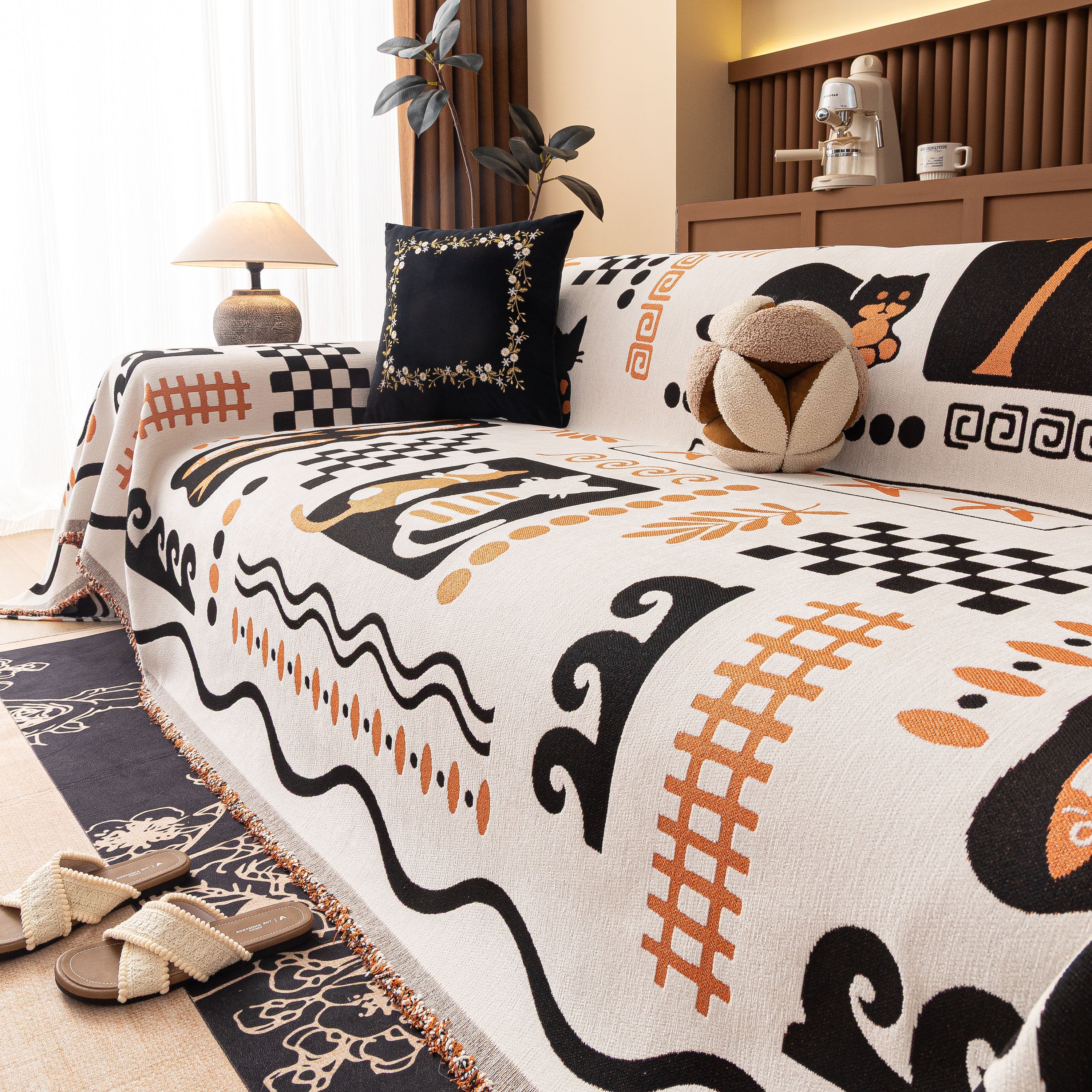 Boho Chic Woven Throw Blanket for Couch, Washable Couch Cover for Pets, Dogs, Cats - Image 12