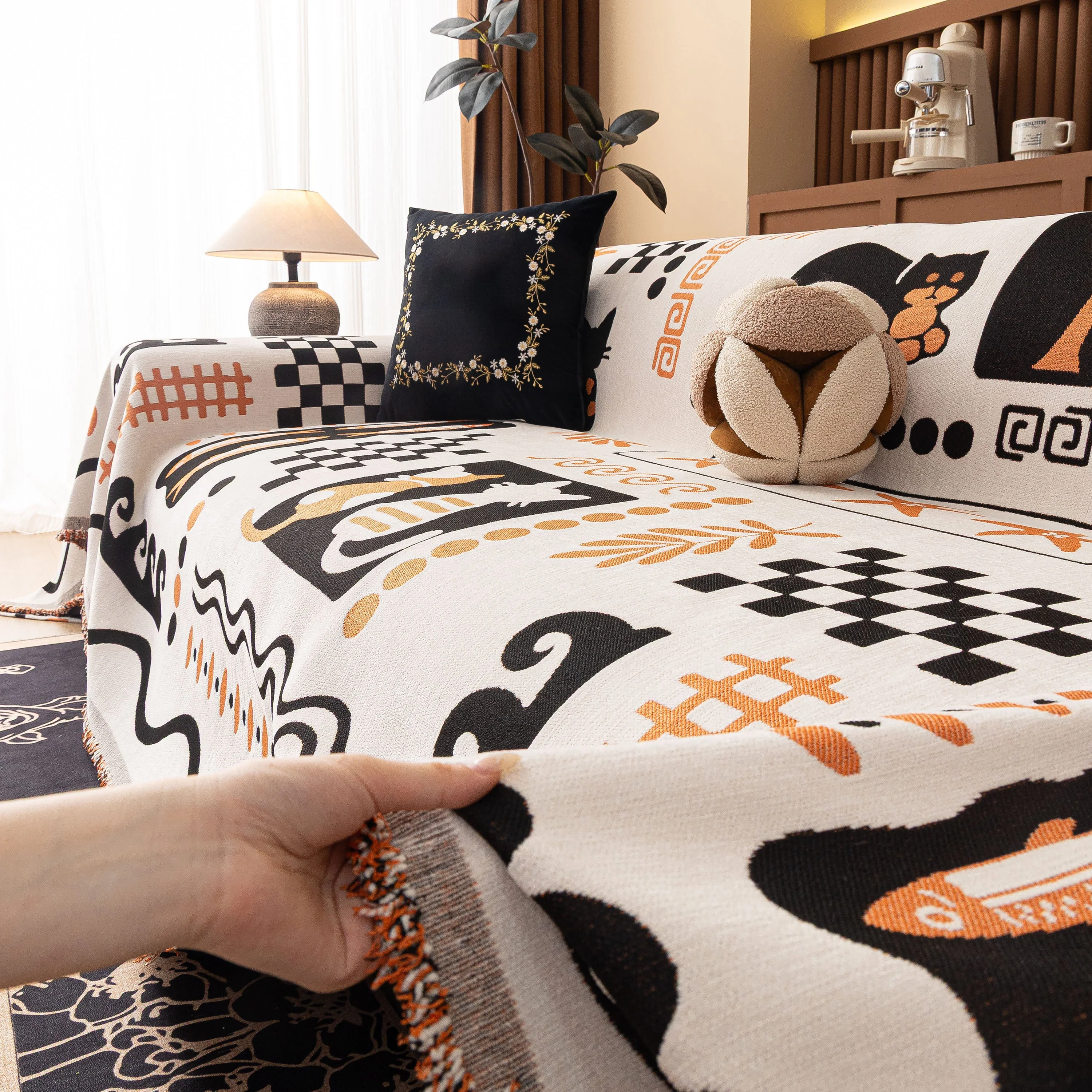 Boho Chic Woven Throw Blanket for Couch, Washable Couch Cover for Pets, Dogs, Cats - Image 15