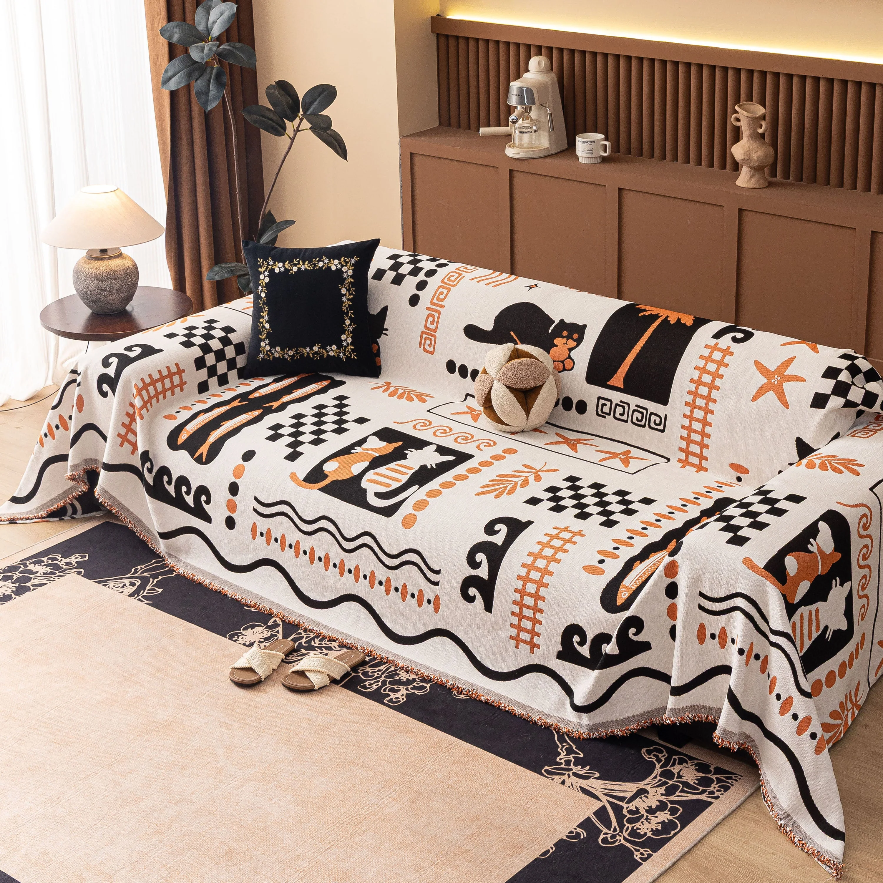 Boho Chic Woven Throw Blanket for Couch, Washable Couch Cover for Pets, Dogs, Cats - Image 2