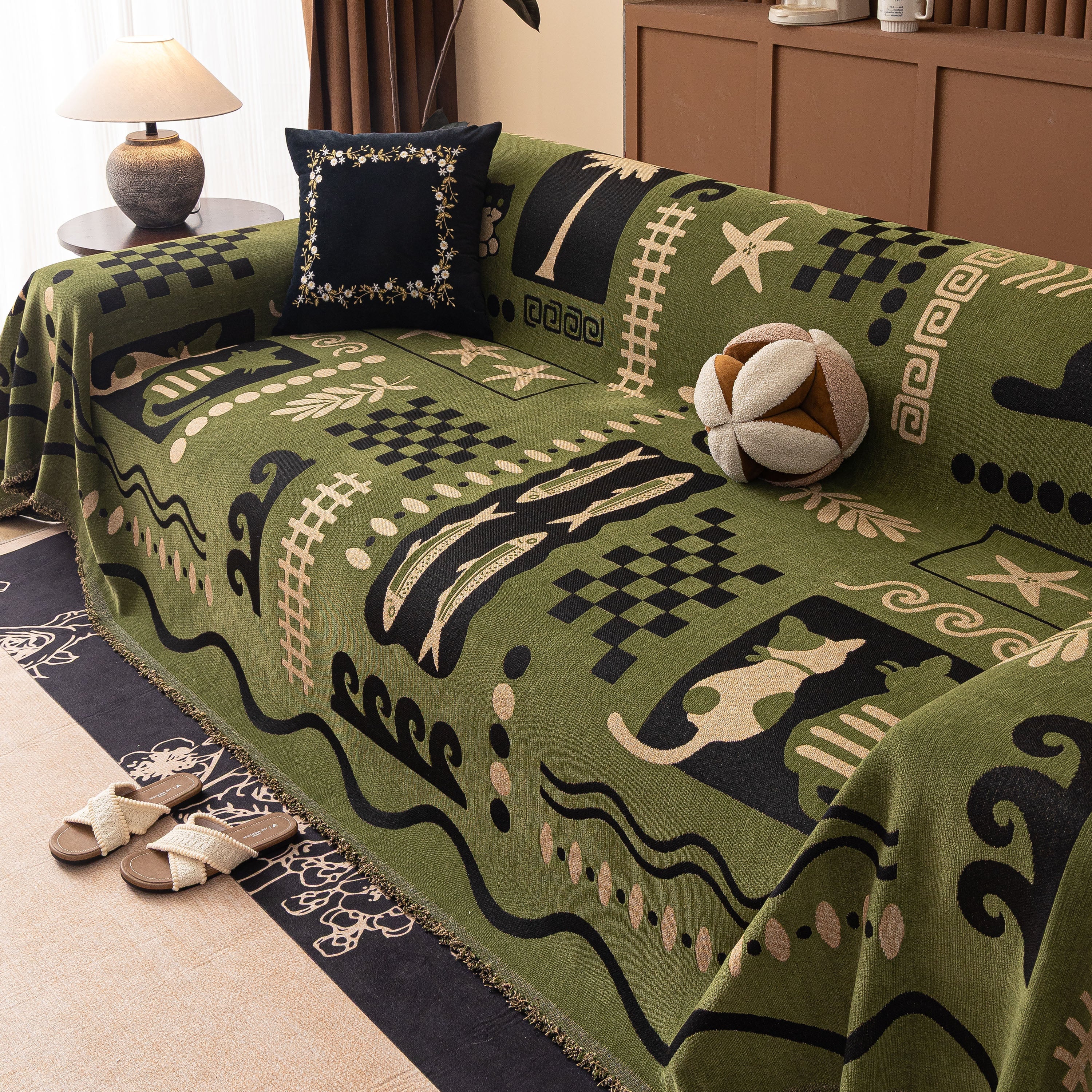 Boho Chic Woven Throw Blanket for Couch, Washable Couch Cover for Pets, Dogs, Cats - Image 22