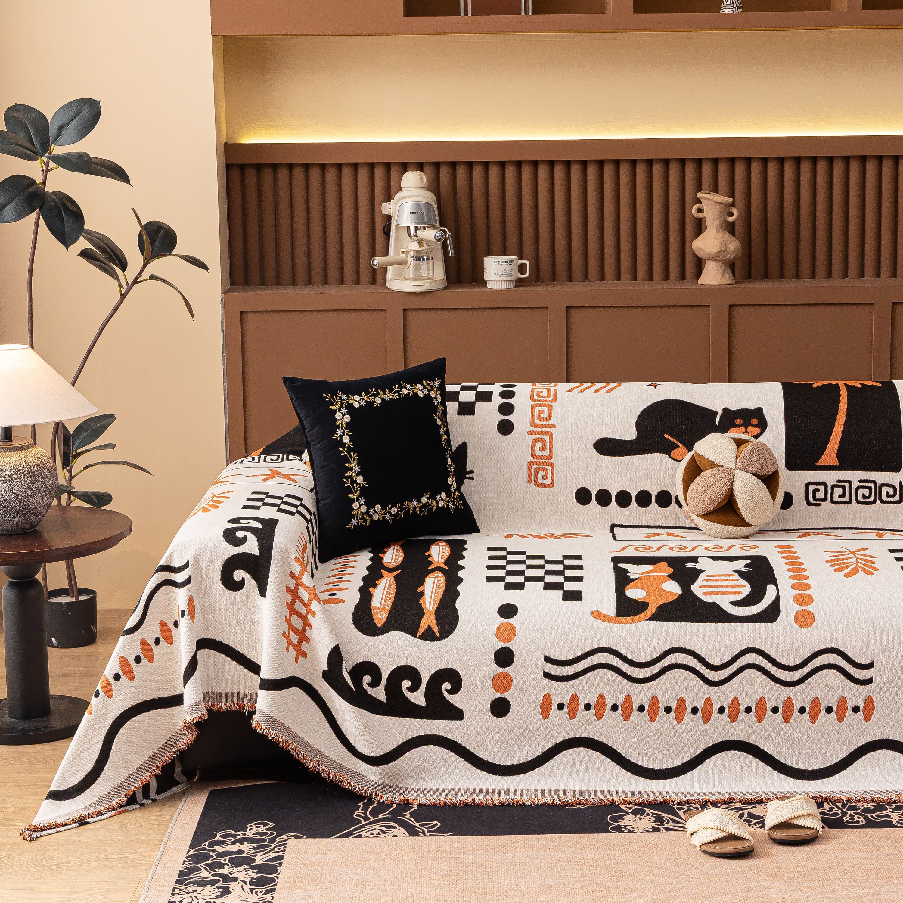 Boho Chic Woven Throw Blanket for Couch, Washable Couch Cover for Pets, Dogs, Cats - Image 3