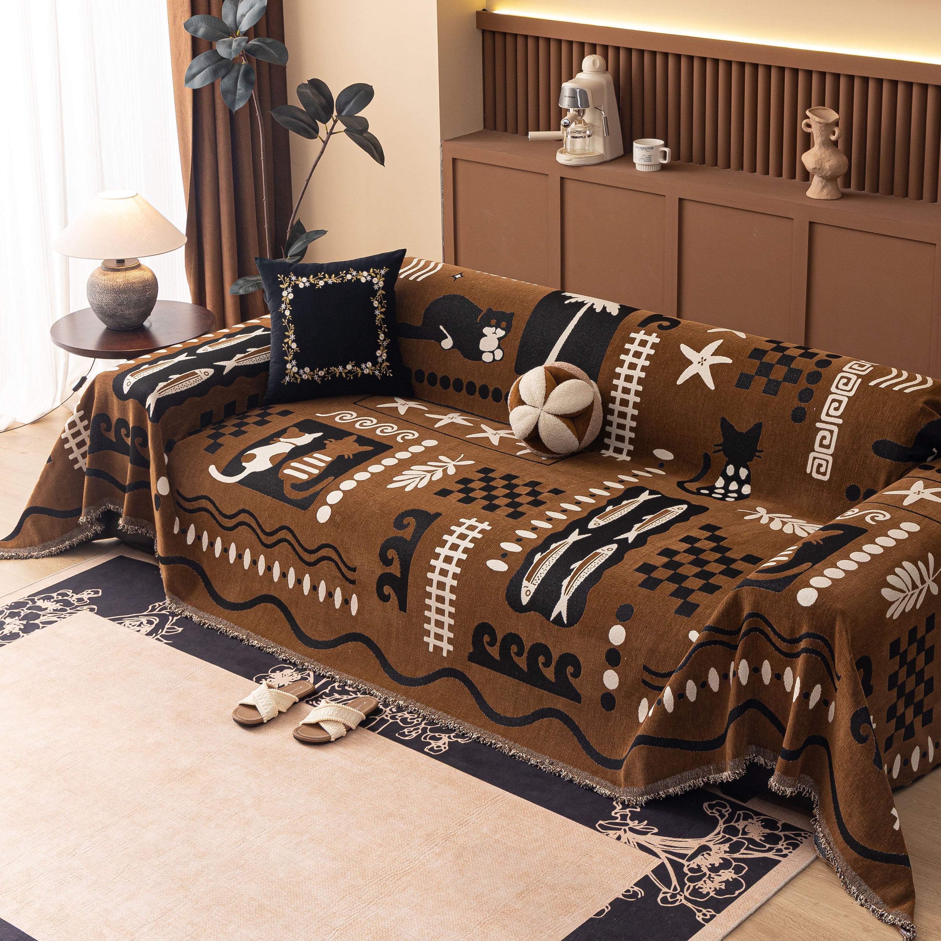 Boho Chic Woven Throw Blanket for Couch, Washable Couch Cover for Pets, Dogs, Cats - Image 35