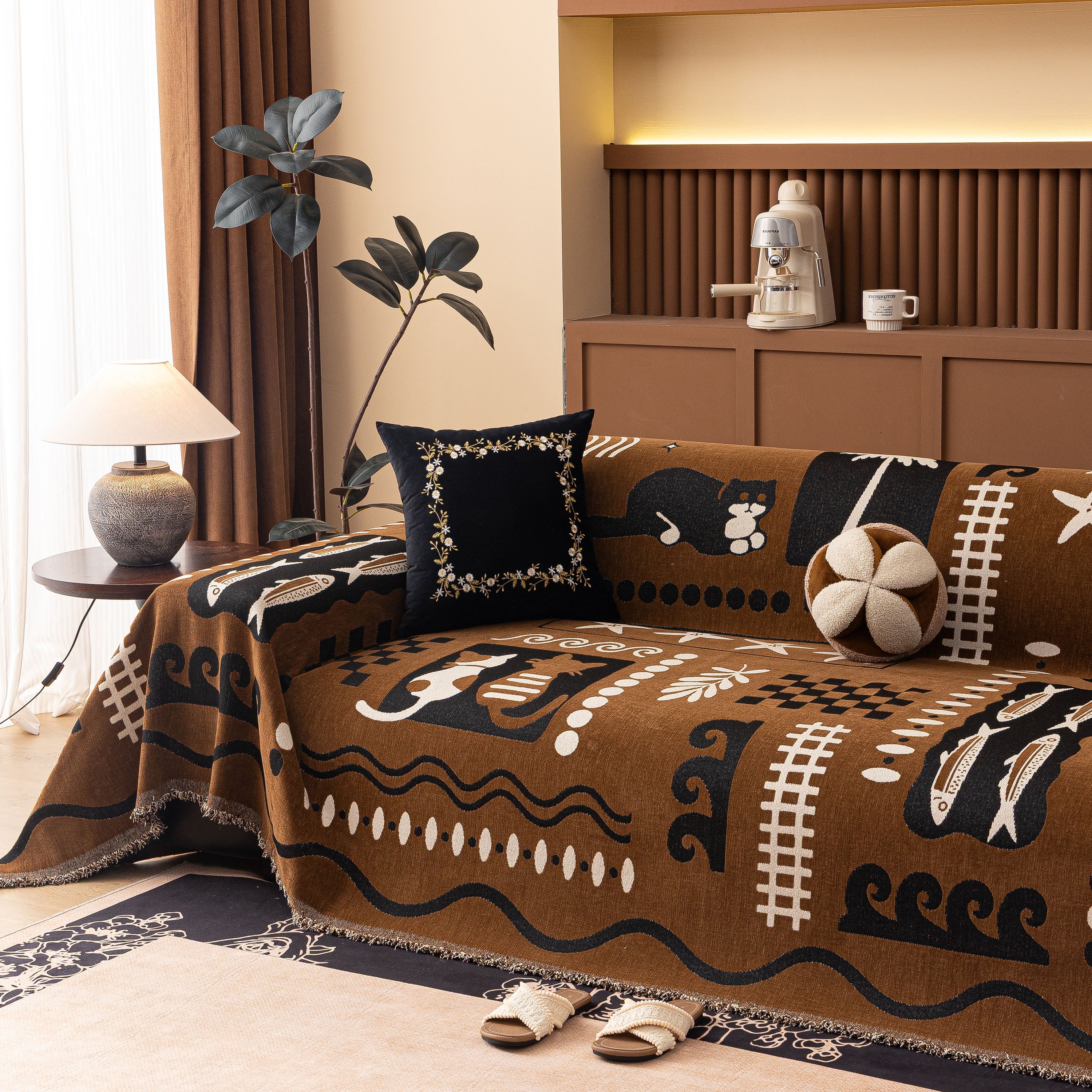 Boho Chic Woven Throw Blanket for Couch, Washable Couch Cover for Pets, Dogs, Cats - Image 37