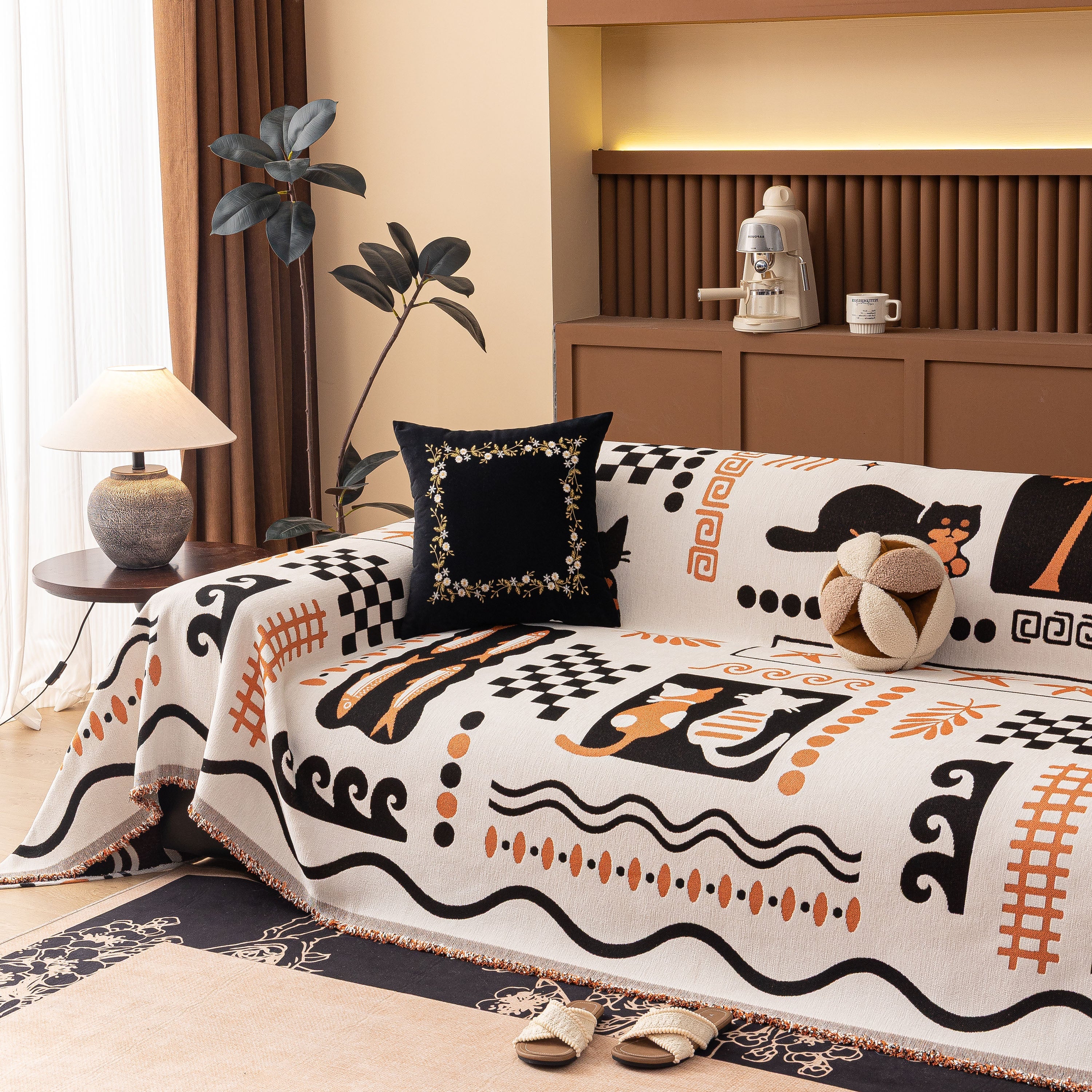 Boho Chic Woven Throw Blanket for Couch, Washable Couch Cover for Pets, Dogs, Cats - Image 4