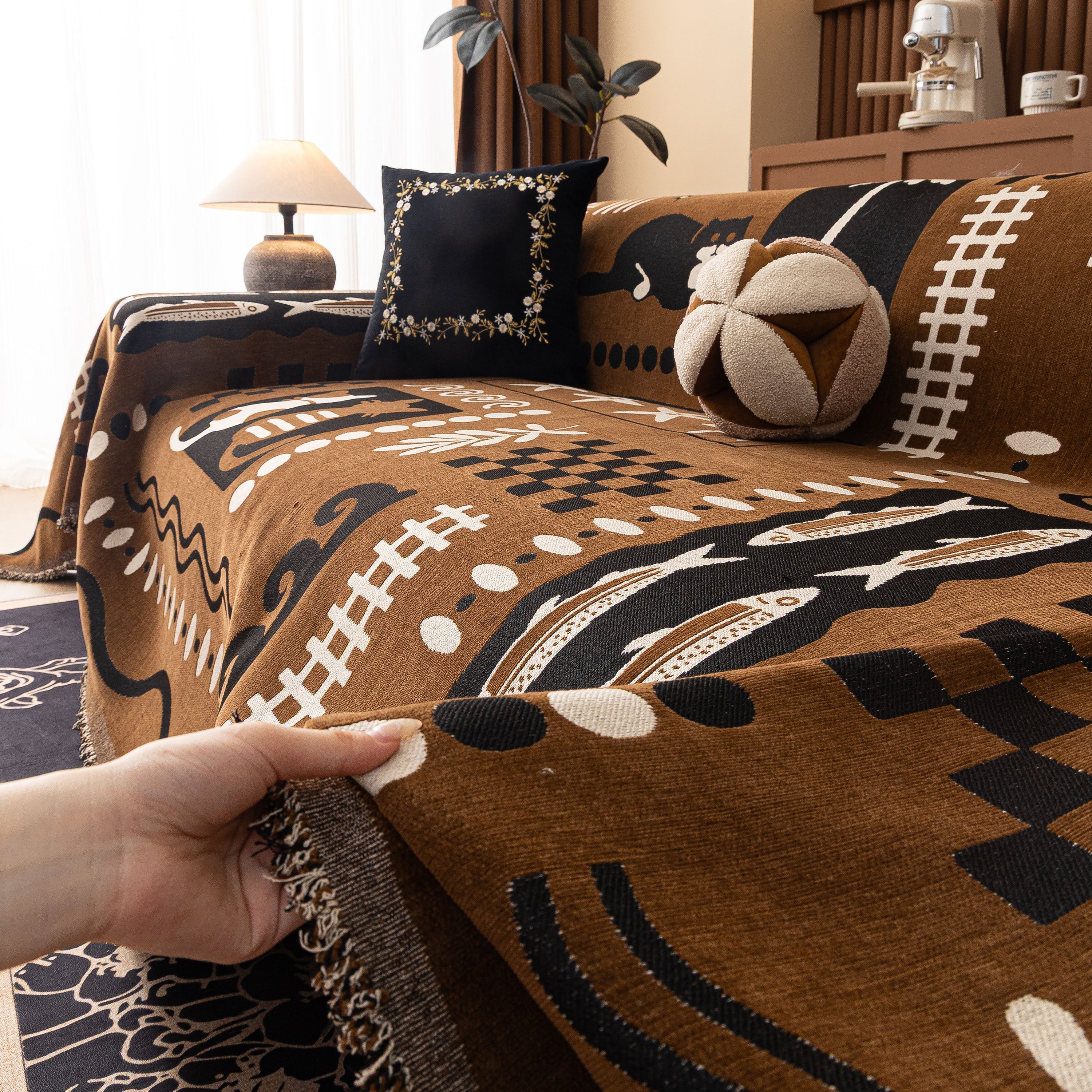 Boho Chic Woven Throw Blanket for Couch, Washable Couch Cover for Pets, Dogs, Cats - Image 42